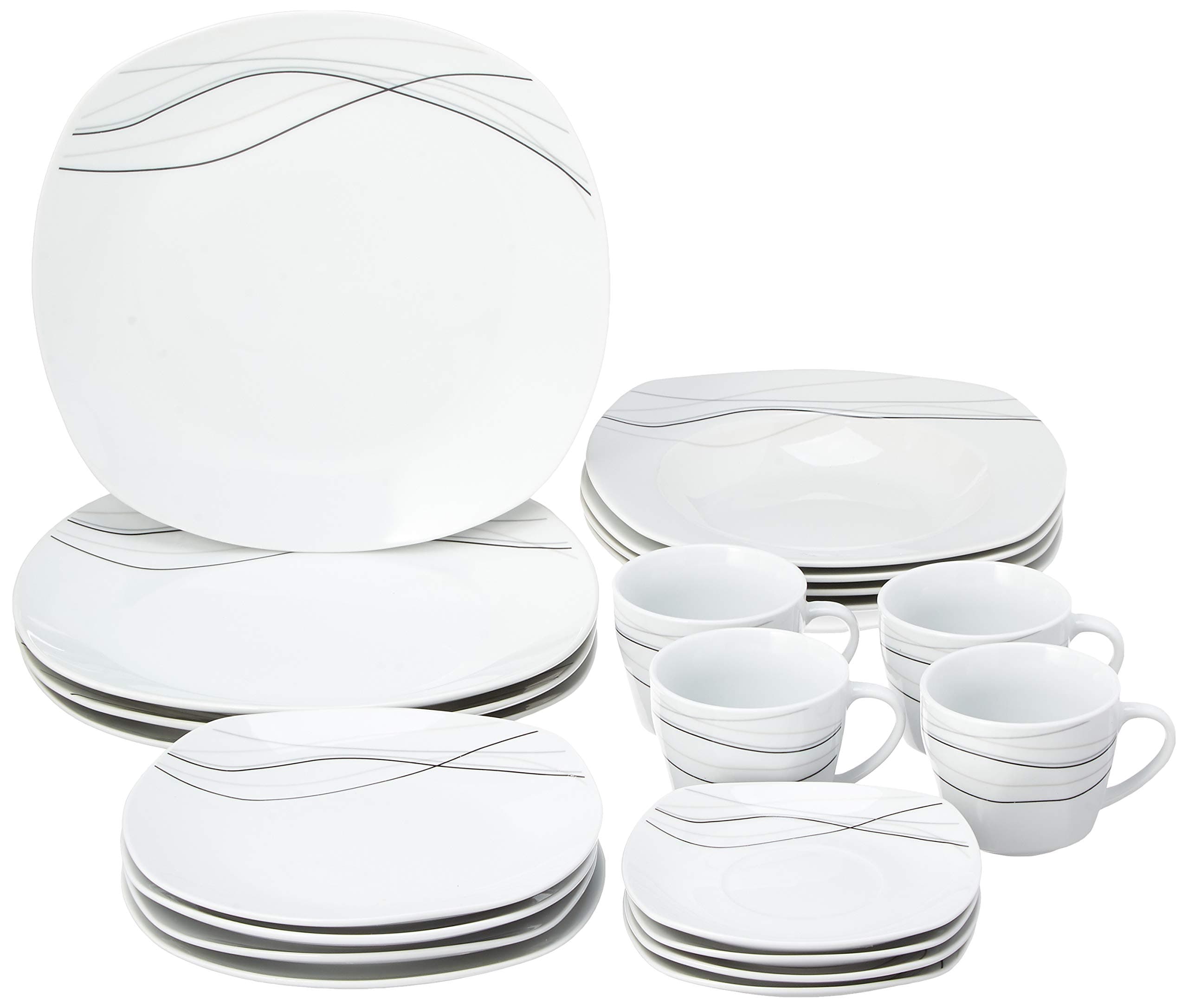 Lorren Home Trends 20 Piece Square Dinnerware Set for 4, Confetti