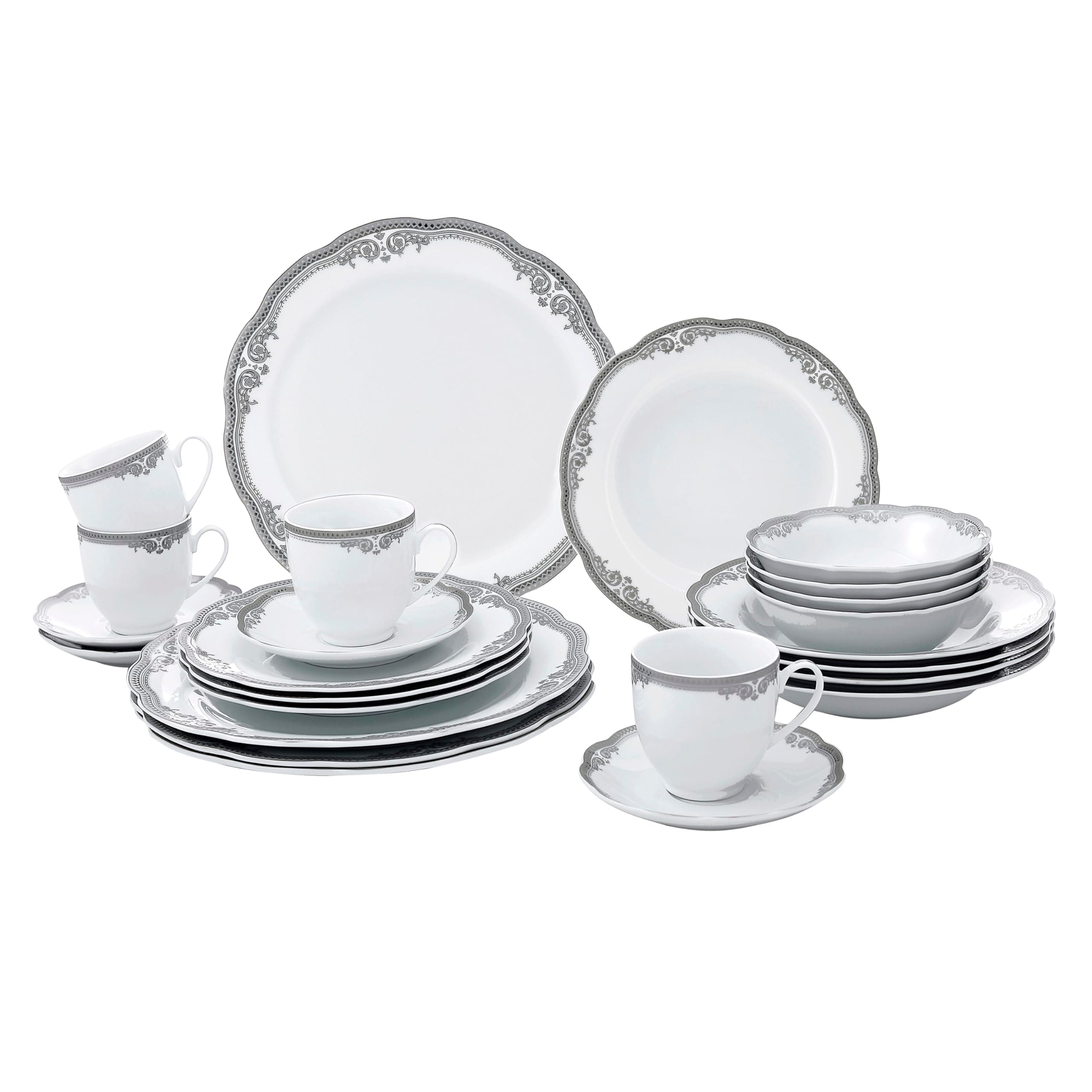 Elizabeth Silver Dinner Set by Lorren Home Trends