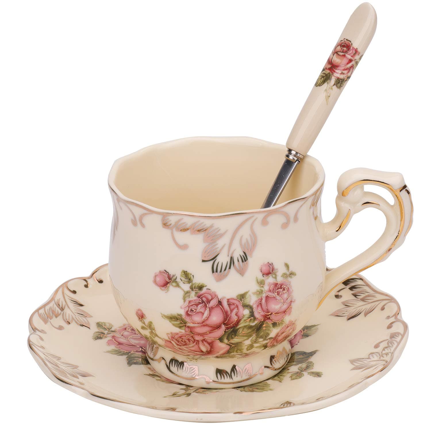 Foraineam Ivory Porcelain Tea Cup & Saucer Set