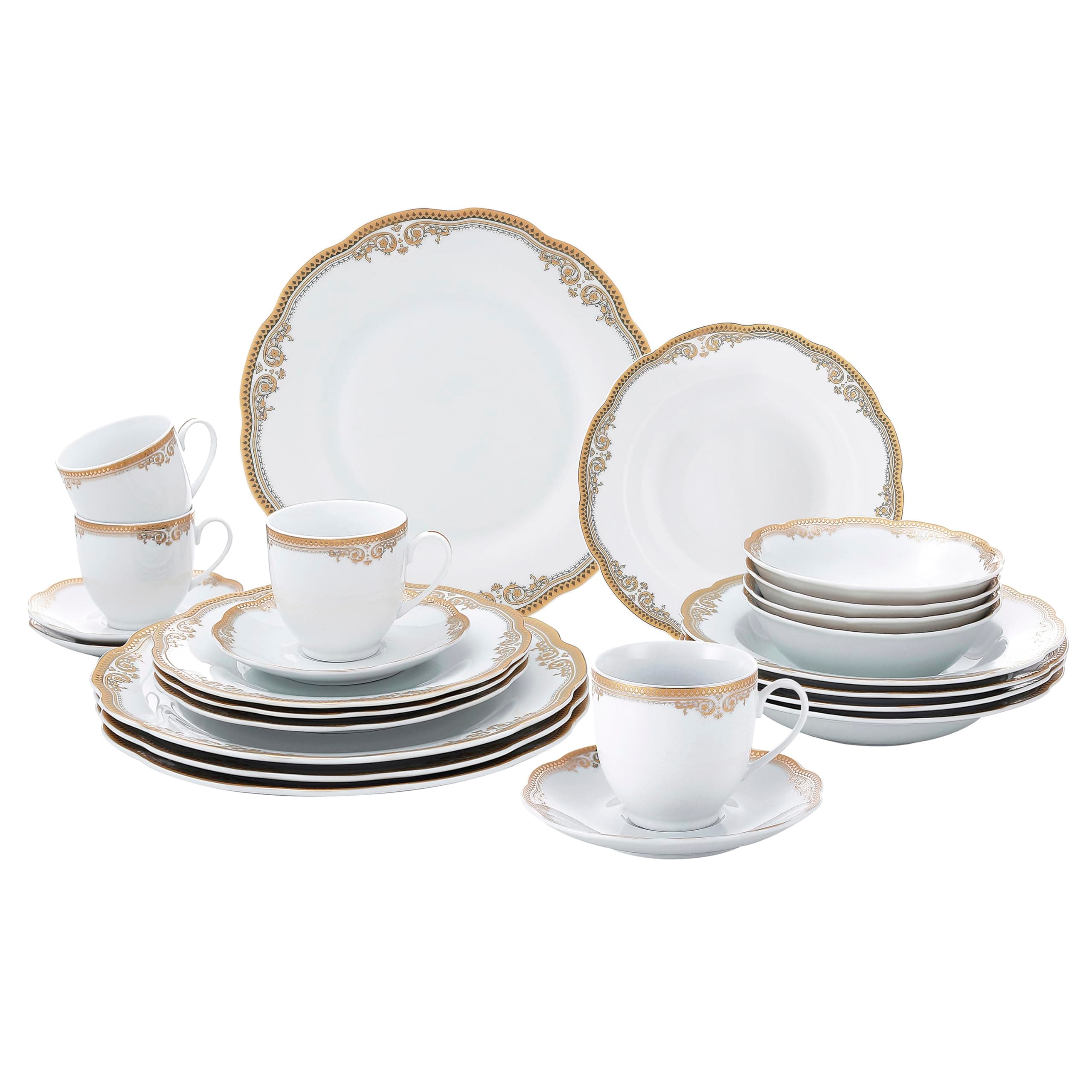 Lorren Home Trends Catherine Gold Porcelain Dinnerware Set for Elegant Dinnertime Gatherings
| Lorren Home Trends Catherine 24 Piece Gold Porcelain Dinnerware Set for Casual & Formal Occasions
| Lorren Home Trends Catherine 24 Piece Gold Porcelain D
