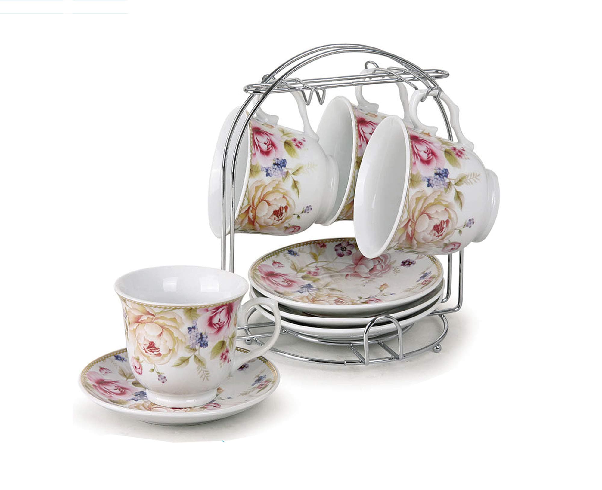 Lorren Home Trends Cups and Saucers, Pink