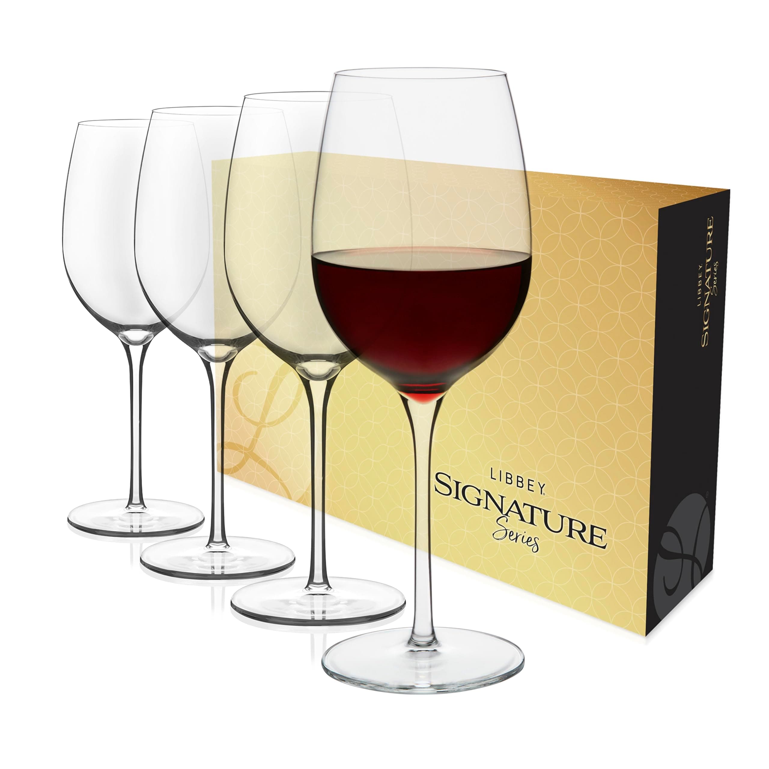 Libbey Signature Kentfield Curvature Wine Glass Set, Red & White, 4-Piece Gift Set