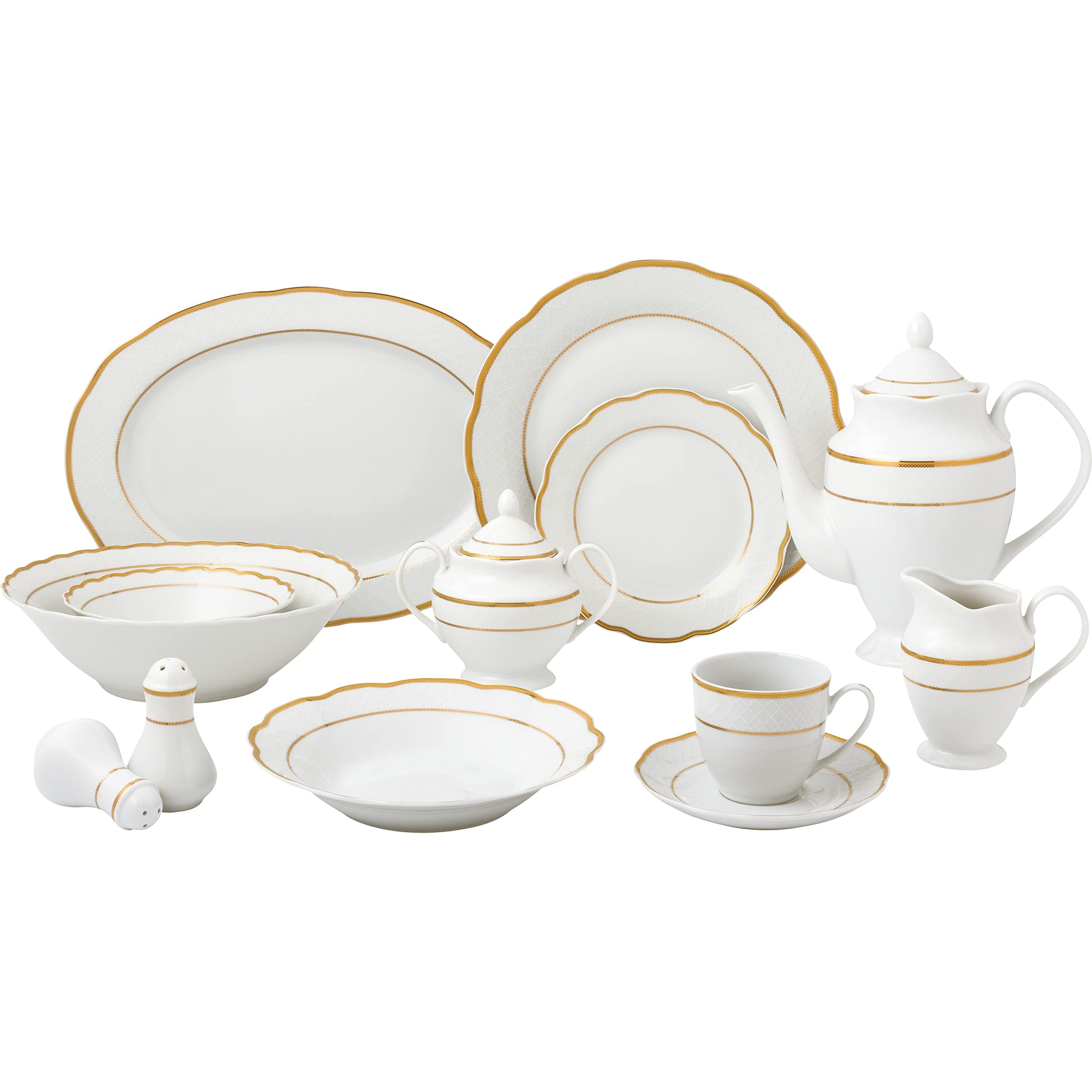Lorren Home Trends Gloria-57 Dinnerware Set for Entertaining
