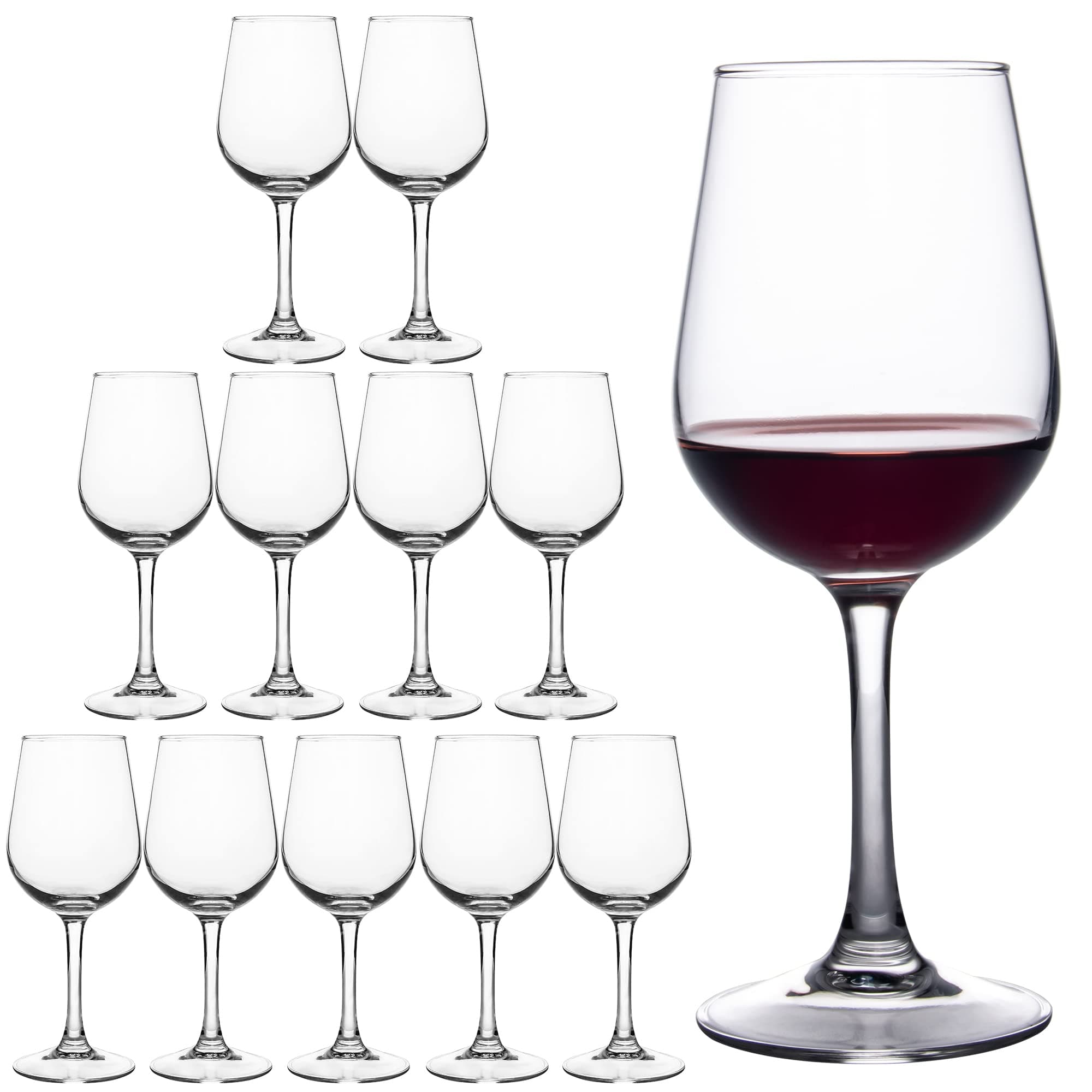 Shock Resistant Tempered Wine Glasses, Dishwasher Safe, Set of 12, 12 oz for Restaurants, Bars, Home