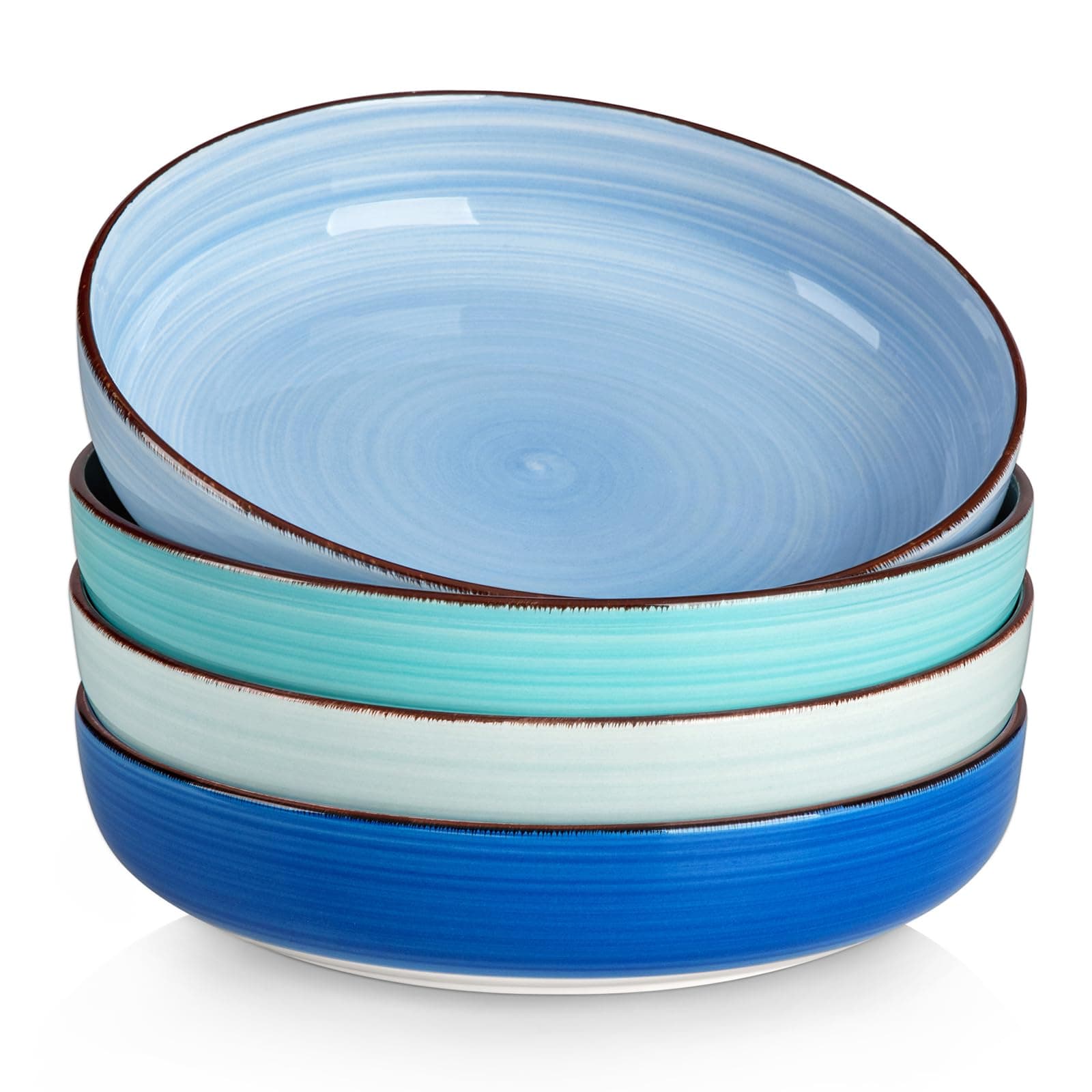 Vancasso Bonita Series Blue 4-Piece Ceramic Pasta Bowls Set