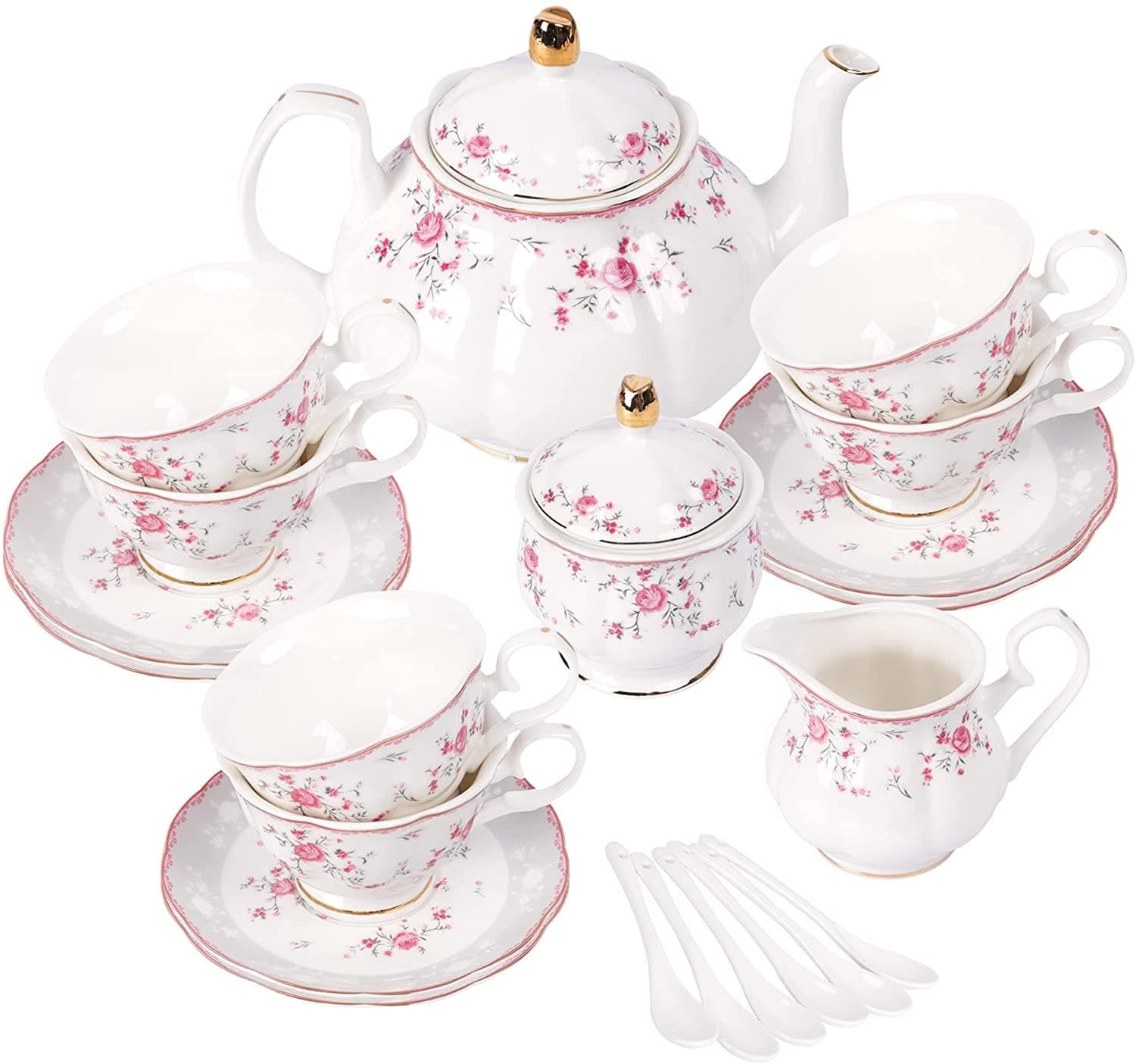 Vintage Porcelain Tea Set for Women - Tea Party Set for 6