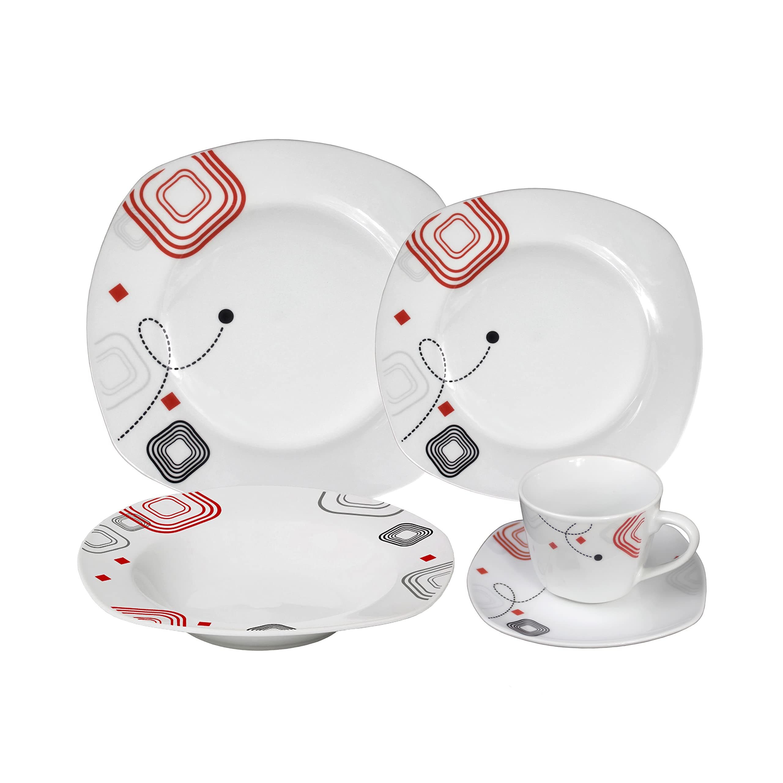 Geometric 20-Piece Square Dinnerware Set for 4