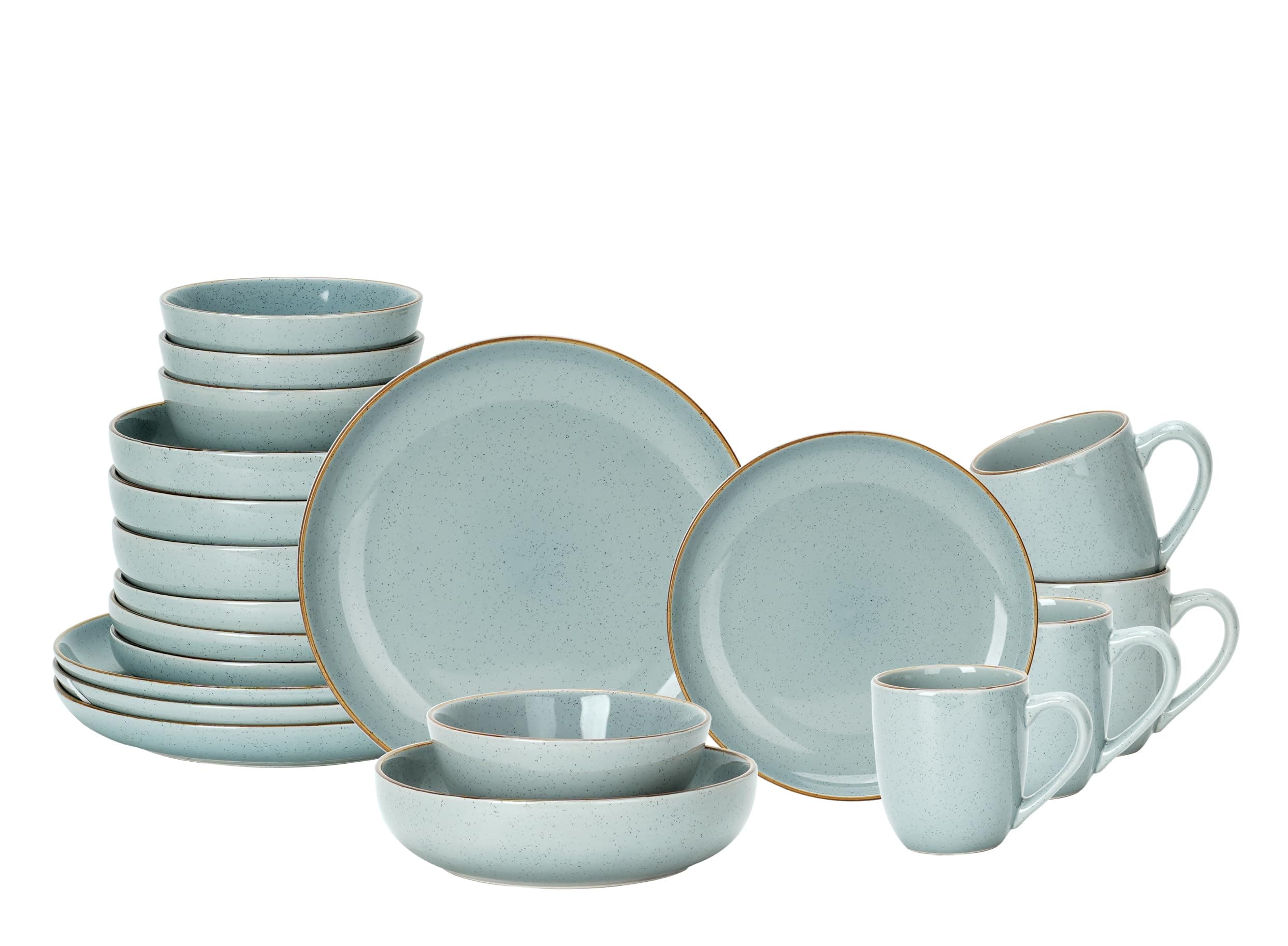 Eur-Nordic Shiny Glaze Grey Dinnerware Set with Speckle Effect