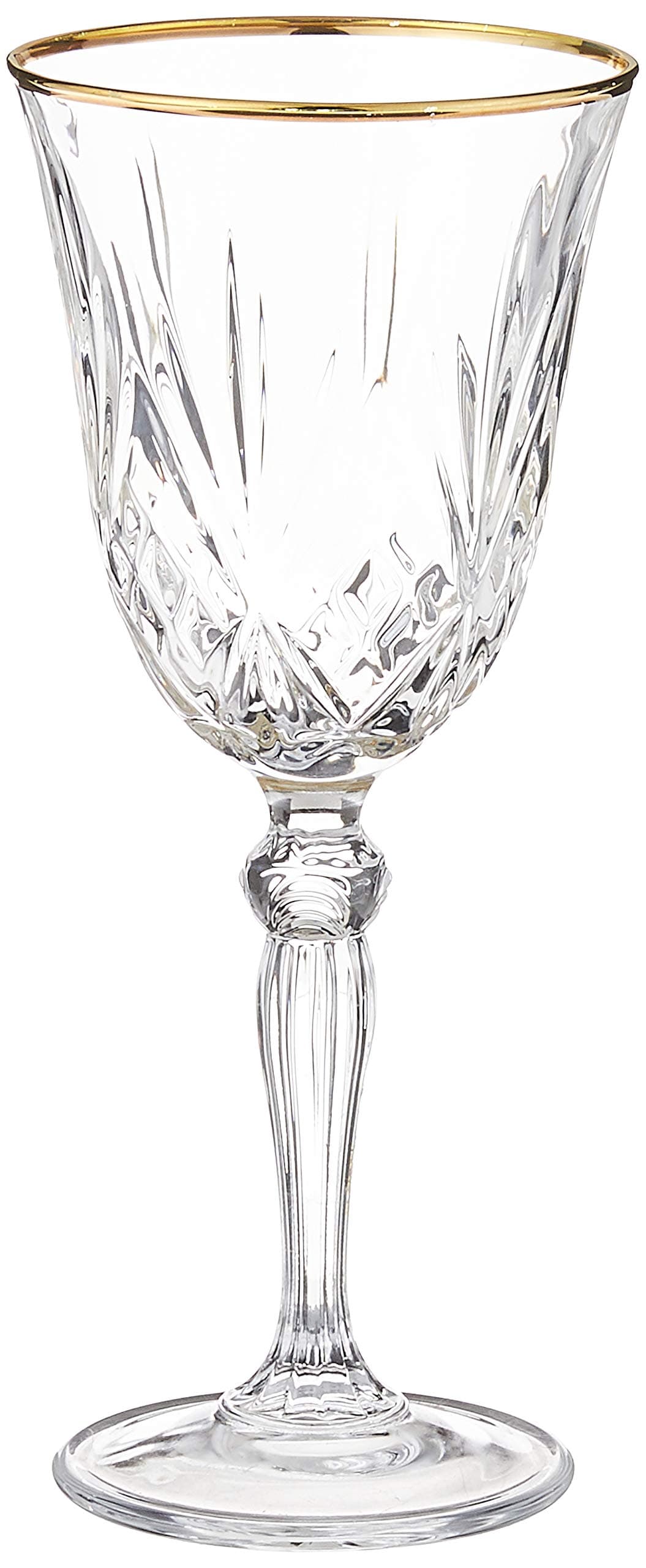 Lorren Home Trends Siena Collection Crystal White Wine Glass, Gold Band, Set of 4, 6 fl oz