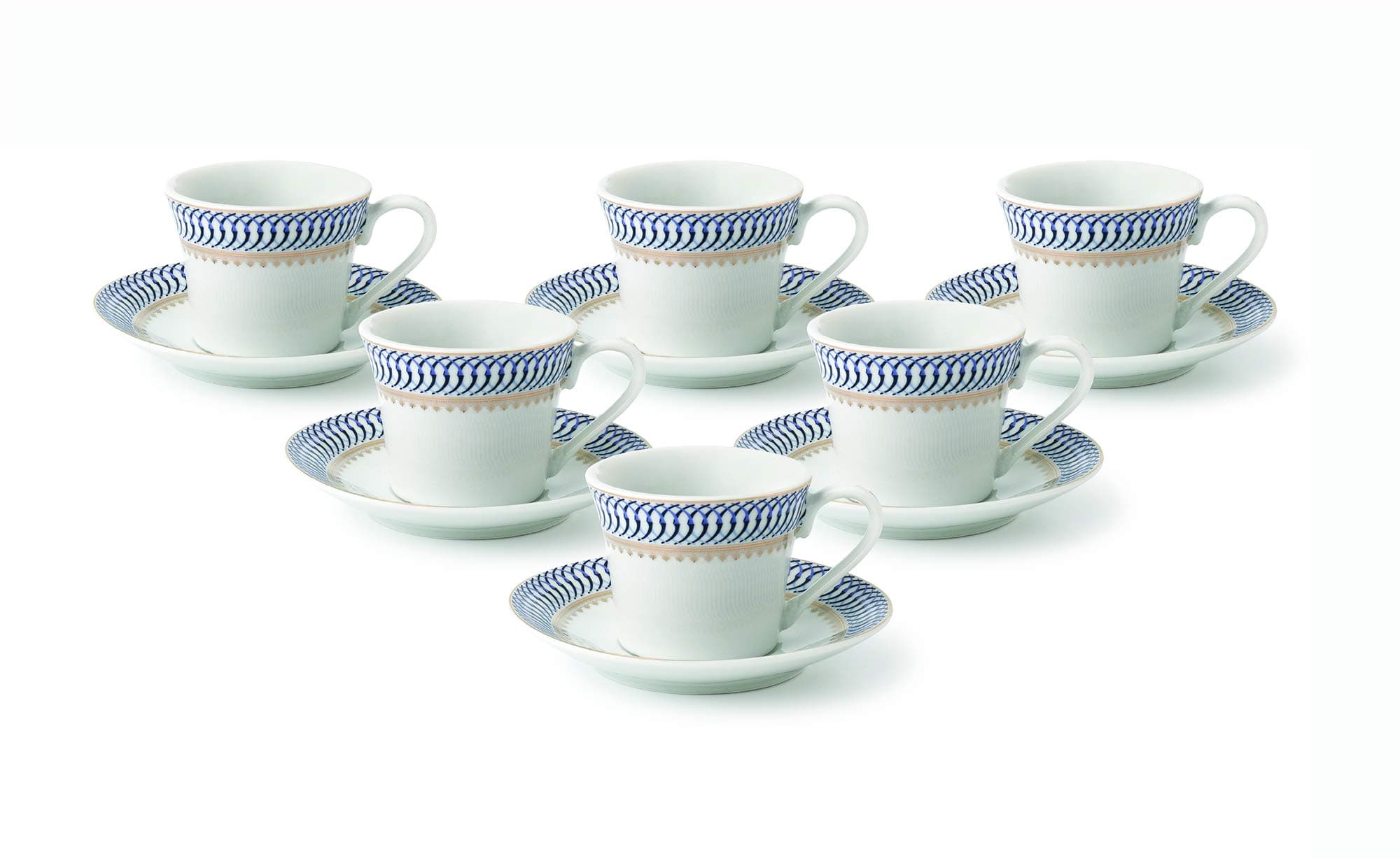 Blue Sapphire 6-Piece Cup and Saucer Set by Lorren Home Trends