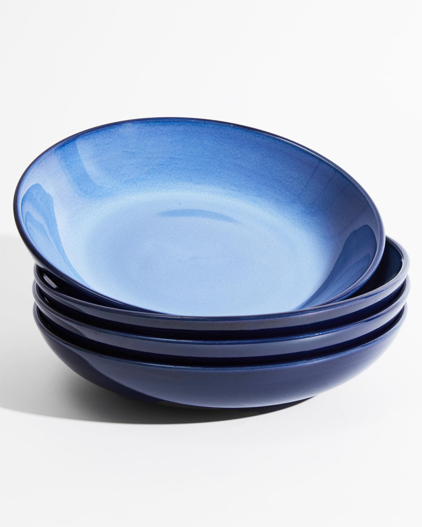 Light Blue 32 Oz Ceramic Pasta Bowl Set, Microwave & Dishwasher Safe