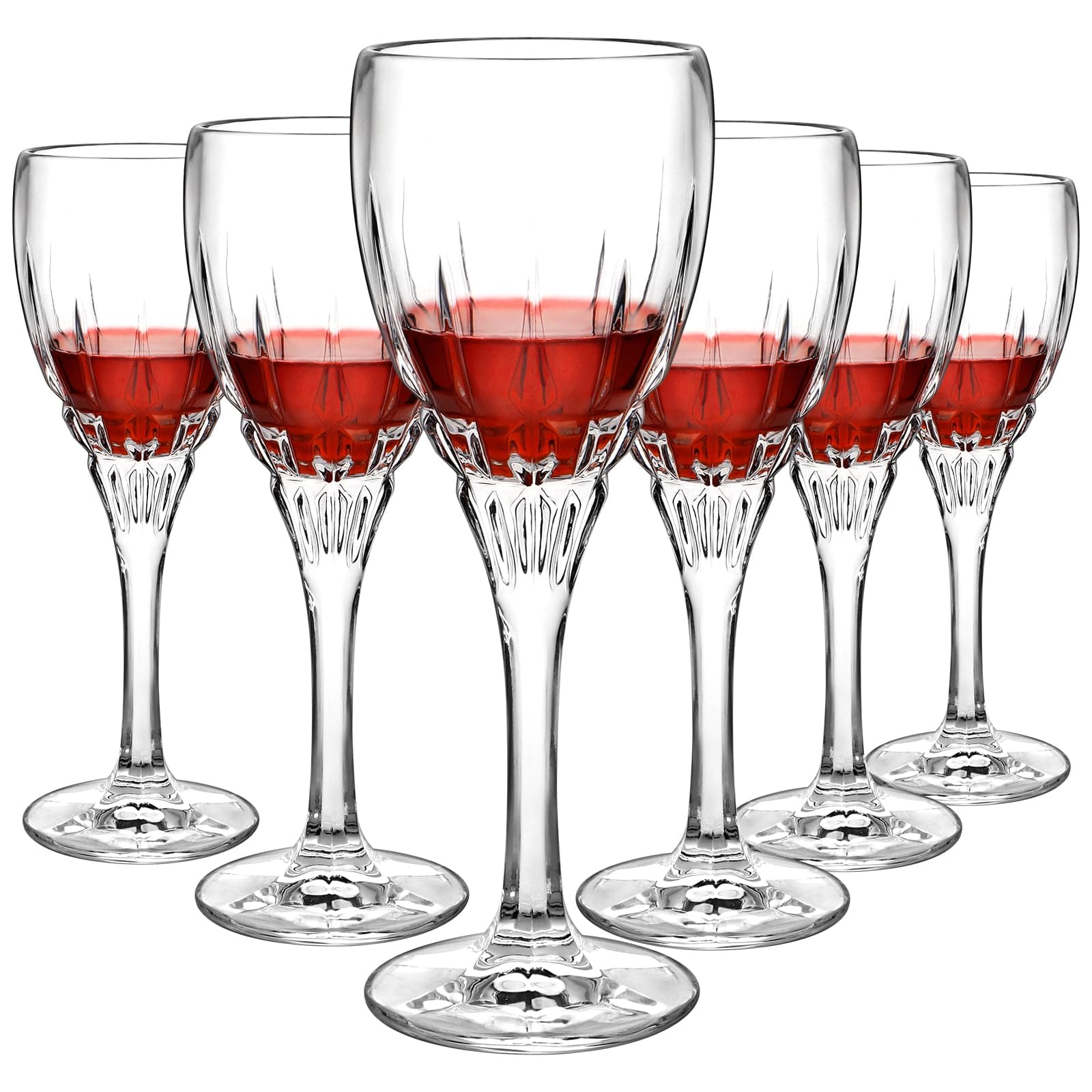 Avant-Garde Red Wine Glasses Set, 6 Pieces, 12 oz, Crystal Elegant