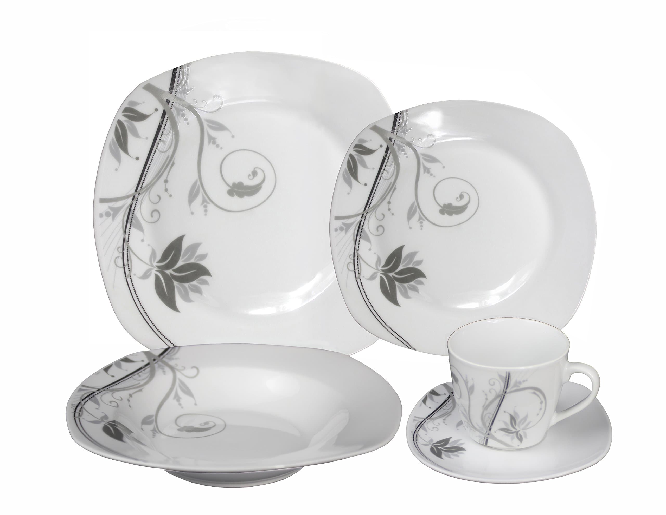 Lorenzo Import 20-Piece Grey Square Dinnerware Set for 4