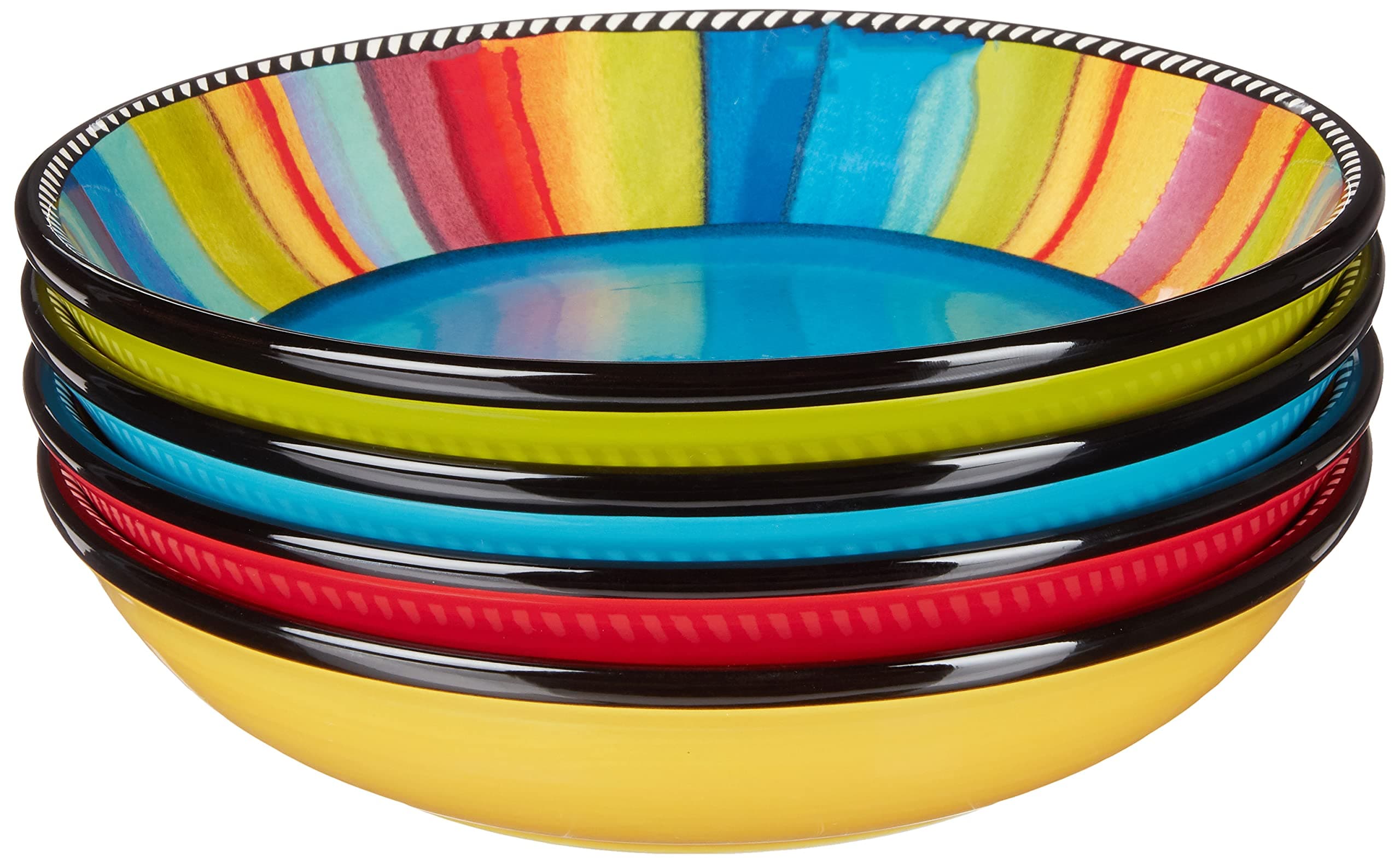 Certified International Sierra 9" Soup/Pasta Bowl, Set of 4 Assorted Designs – Hearty Meals & Vibrant Dinners