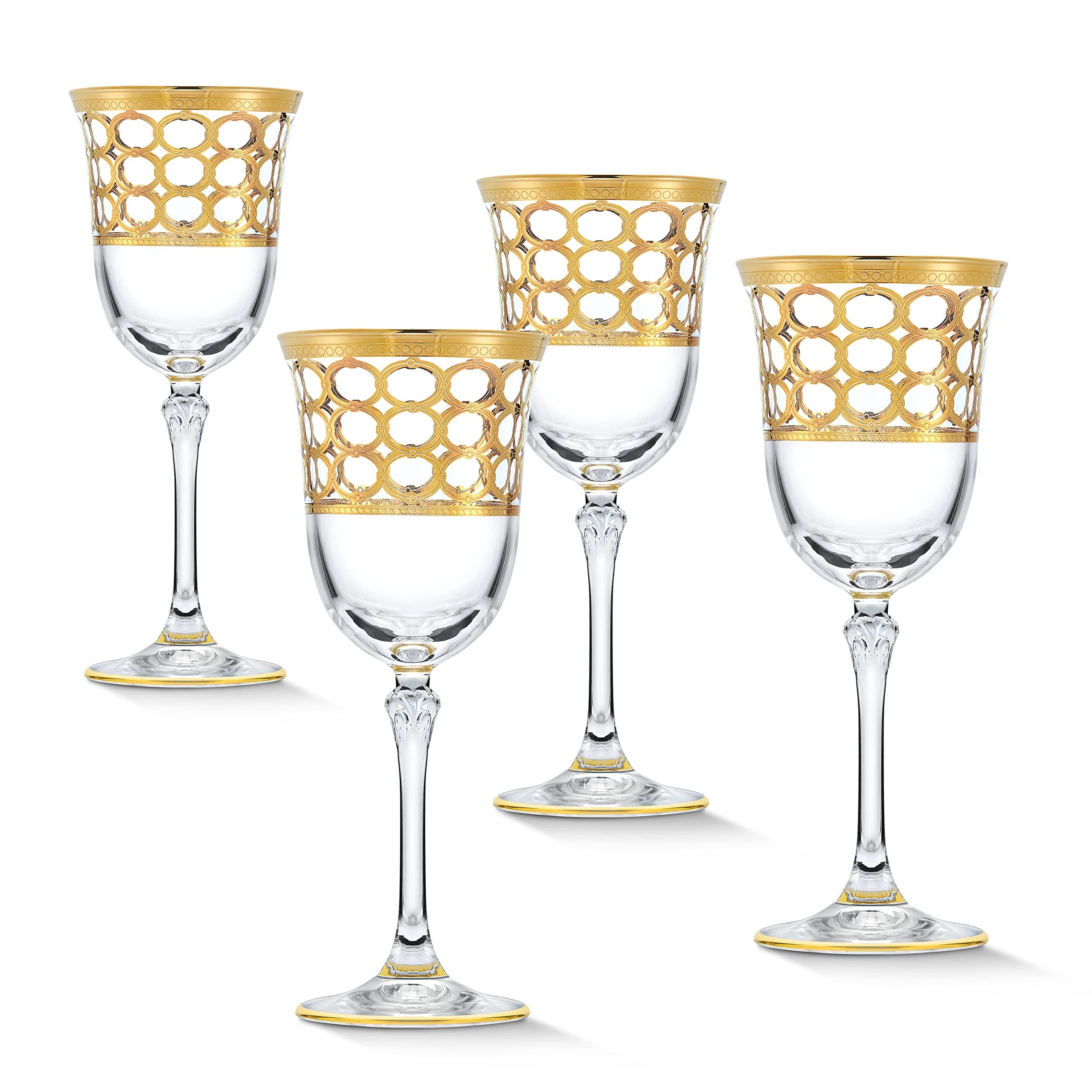 Lorren Home Trends Infinity Gold Ring White Wine Goblet Set