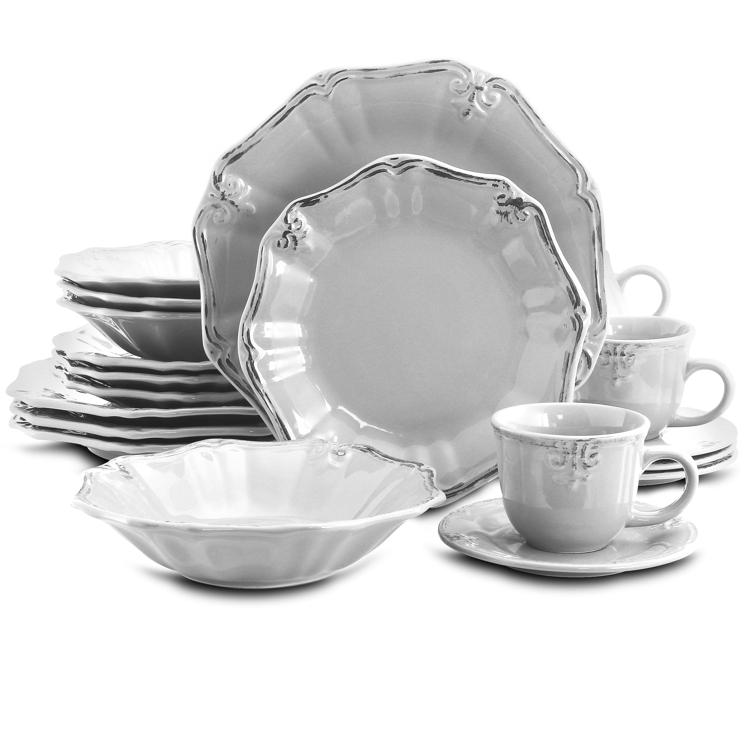 Elegant 20-Piece White Stoneware Dinnerware Set