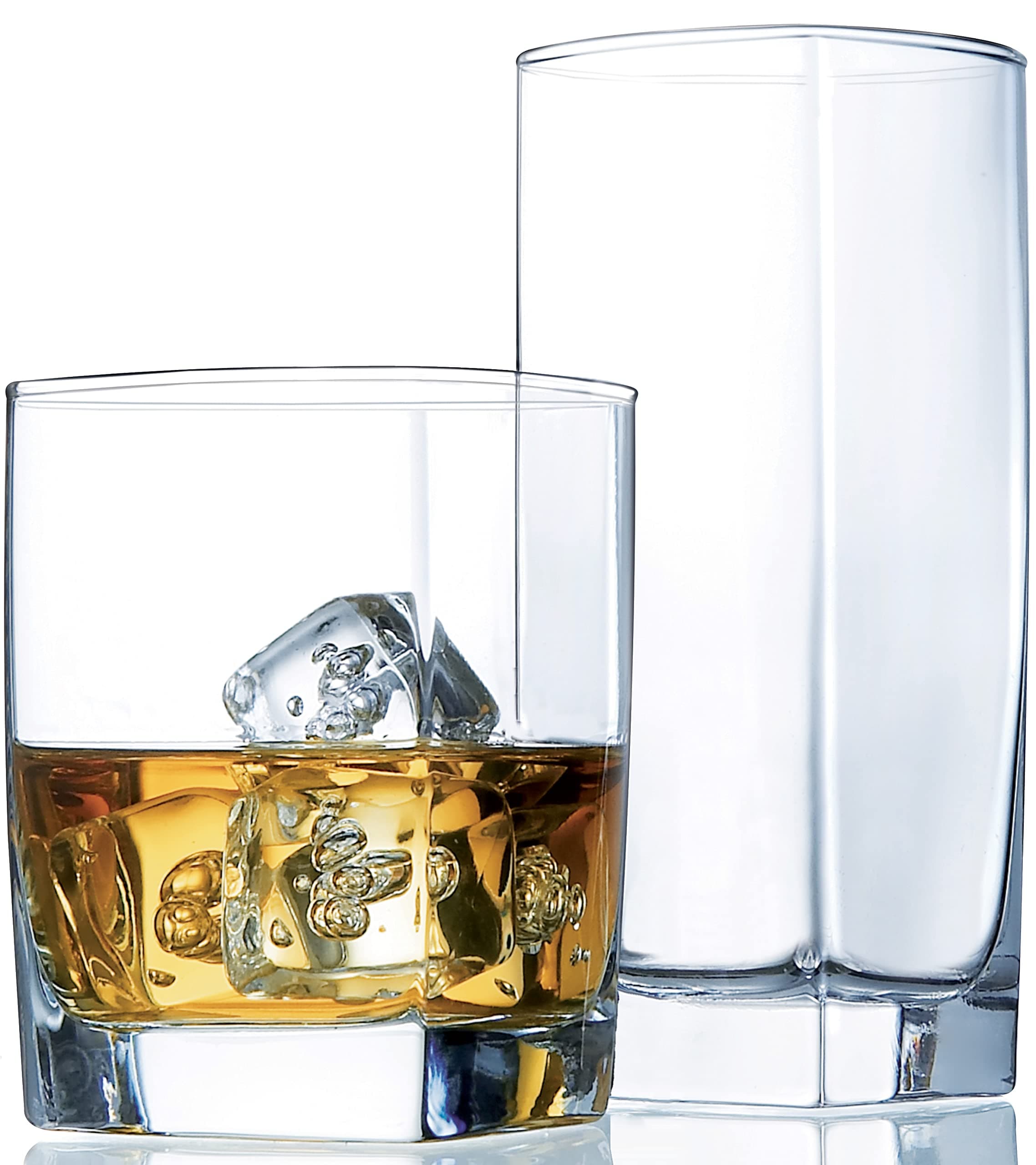 Collins Everyday Drinking Glass Set - 16 Pieces Highball & Old Fashioned for Cocktails & More