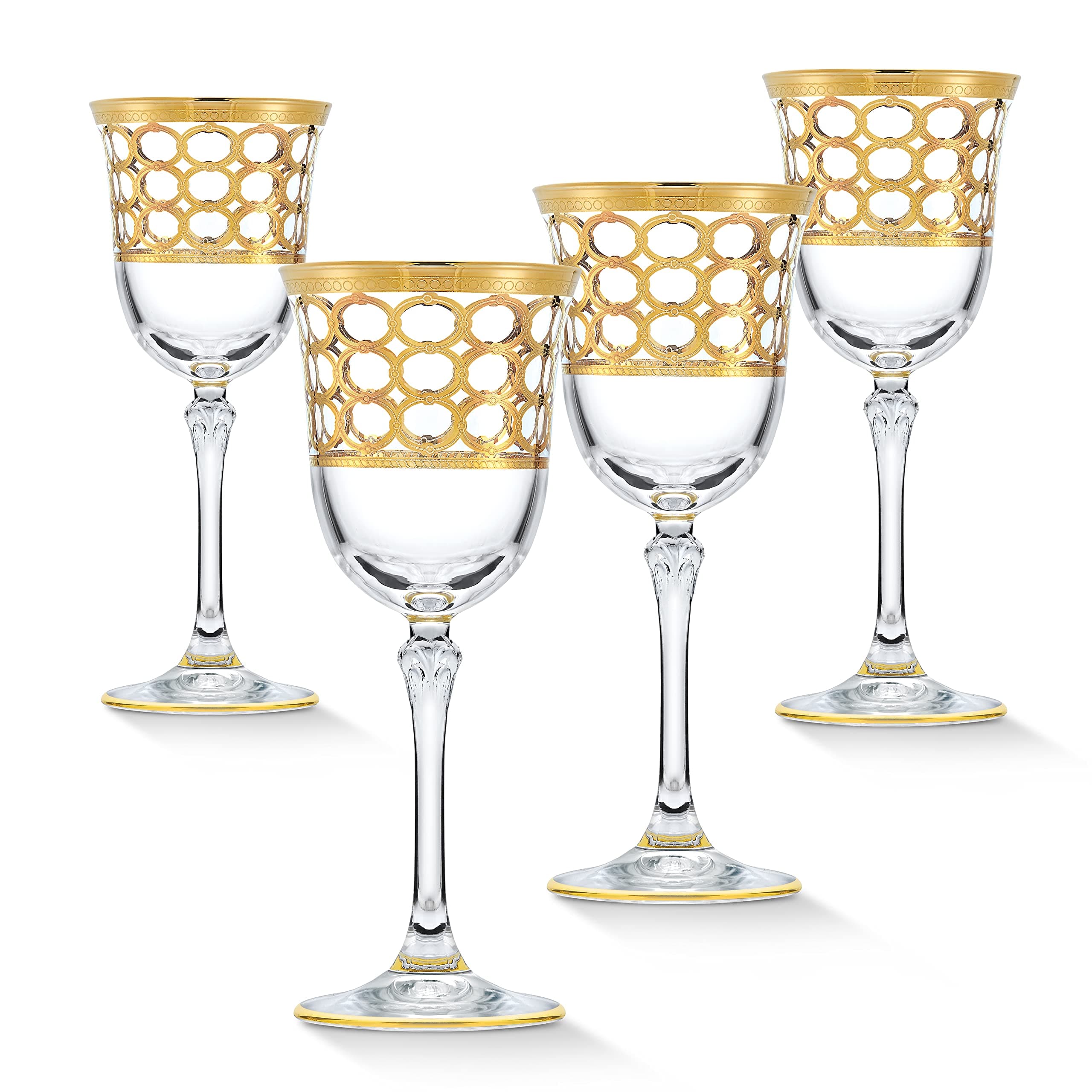 Lorren Home Trends Infinity Gold Ring Red Wine Goblet Set