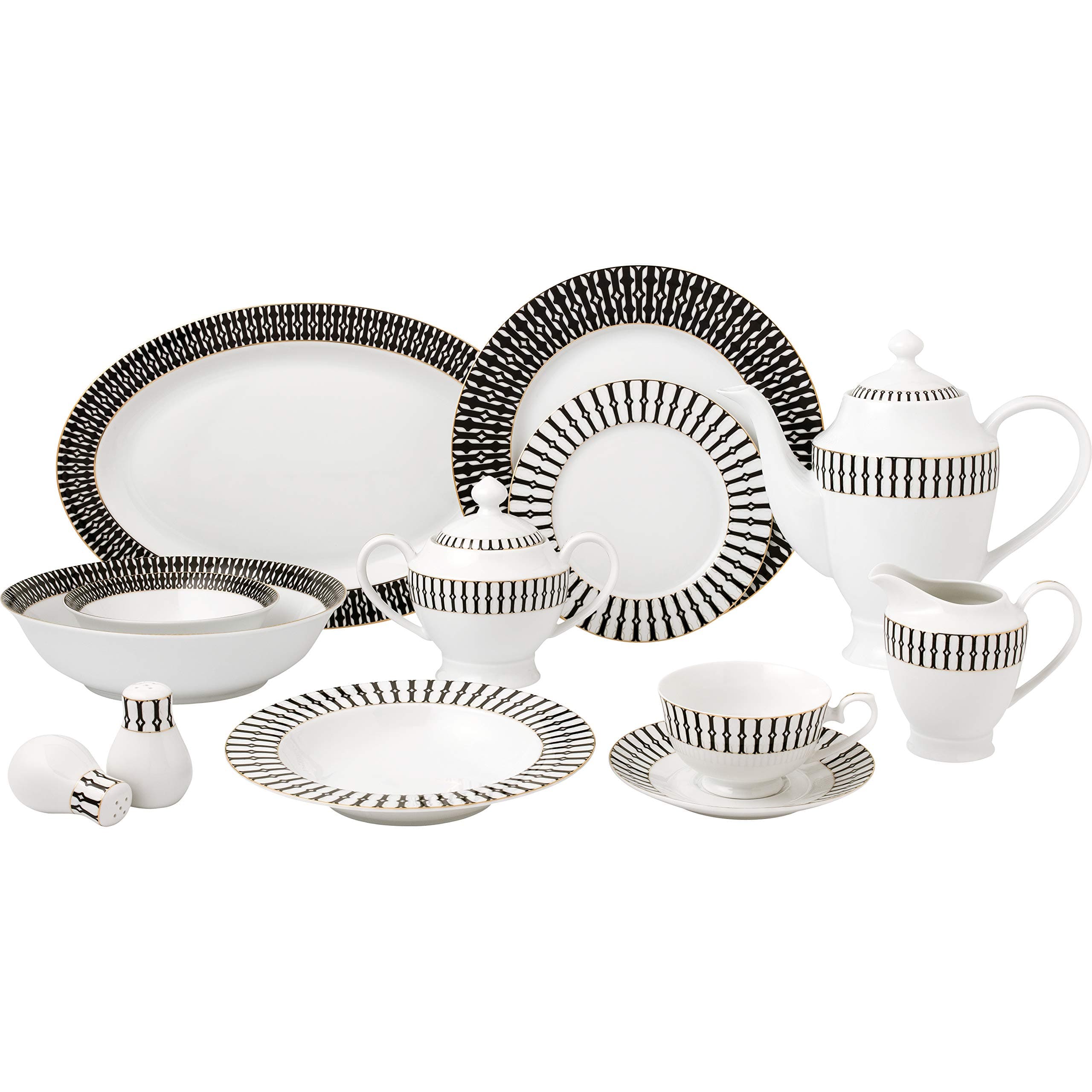 Lorren Home Trends Fiesta-57 Dinnerware Set for Entertaining