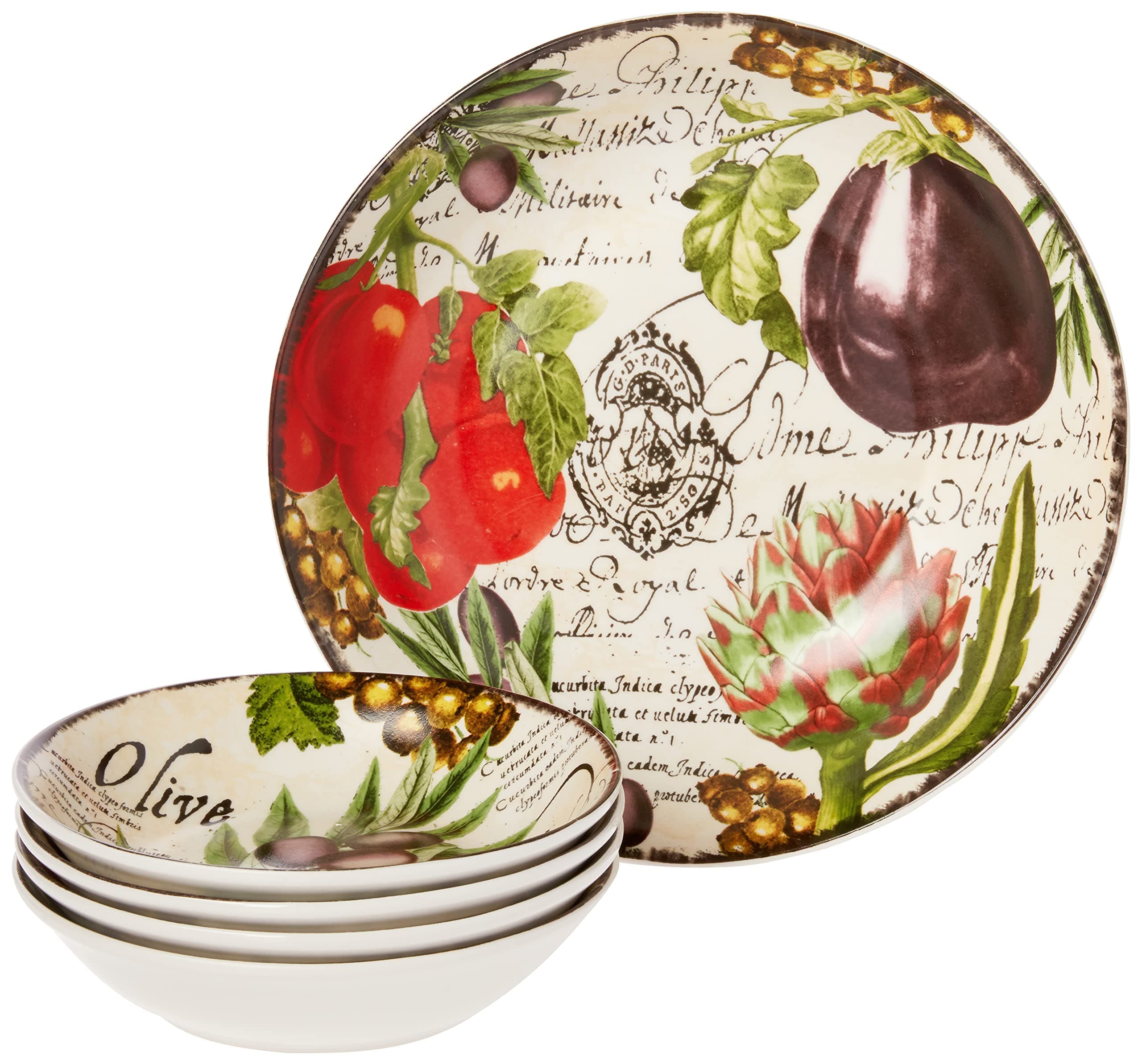 Certified International Botanical Veggies Pasta Set for International Corp - 5 Piece Set