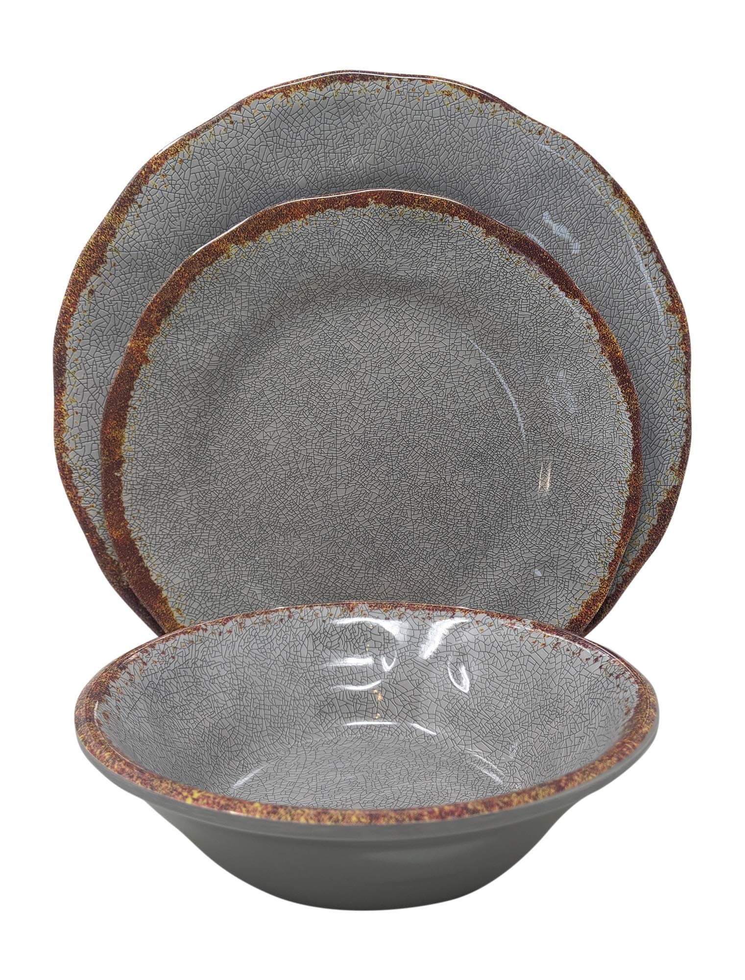 Gianna's 12-Piece Rustic Farmhouse Dinnerware Set (Gray)