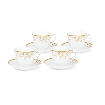 Lorenzo Import Gold Floral Tea/Coffee Set for 4