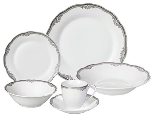 Lorren Home Trends Elizabeth Wavy Dinnerware Set, 24-Piece, Service for 4