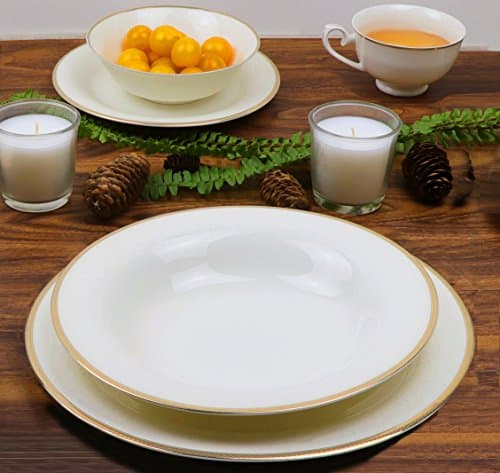 Lorren Home Trends Daisy-57 Bone China Dinnerware Set for 8