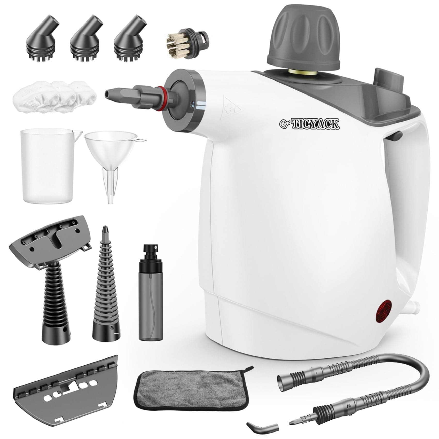 Multipurpose Steam Cleaner with 16 PCS Accessory, 16oz Capacity, Safety Lock, White