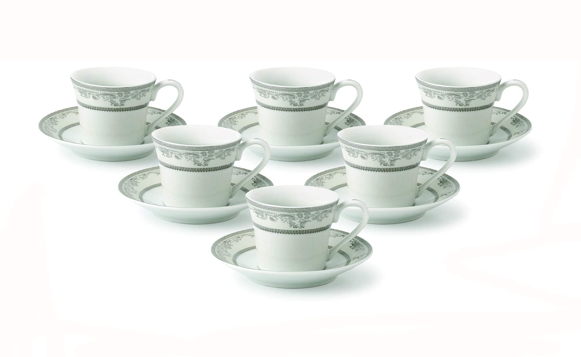 Lorren Home Trends Juliette Silver Tea Set - 6 cups and saucers