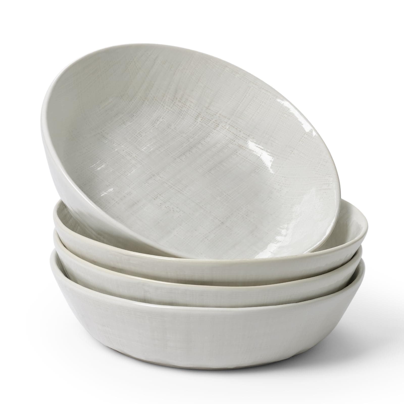 Famiware Moonlight 8.5 Inch Stoneware Bowls Set of 4, White