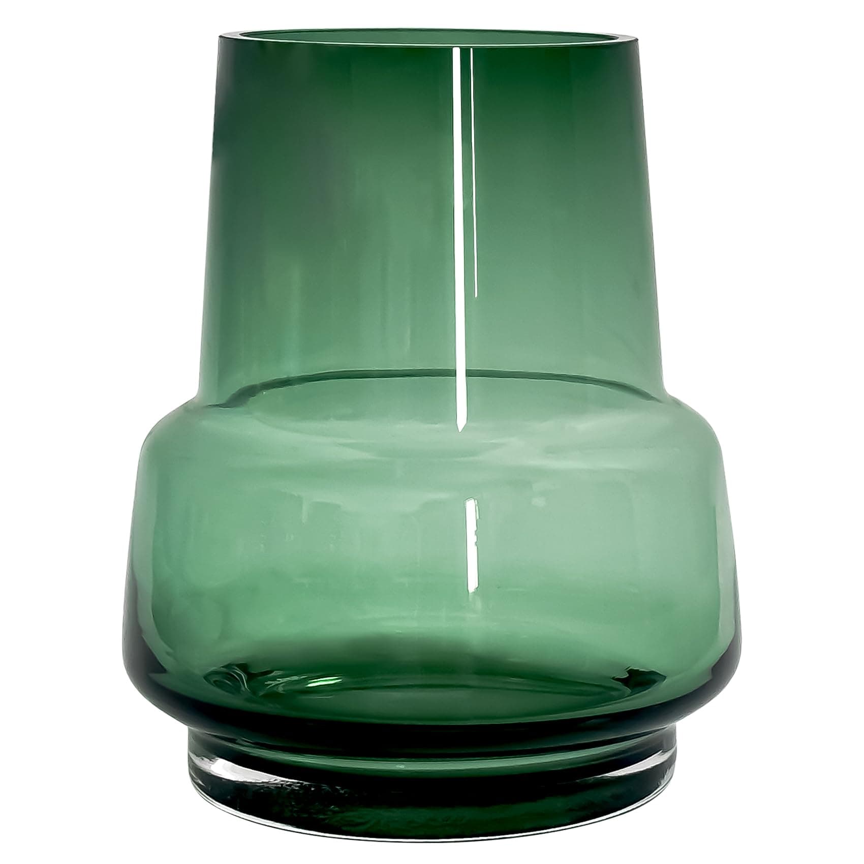 Handmade Modern Large Glass Vase for Flowers, 7.5 Inch (Green)