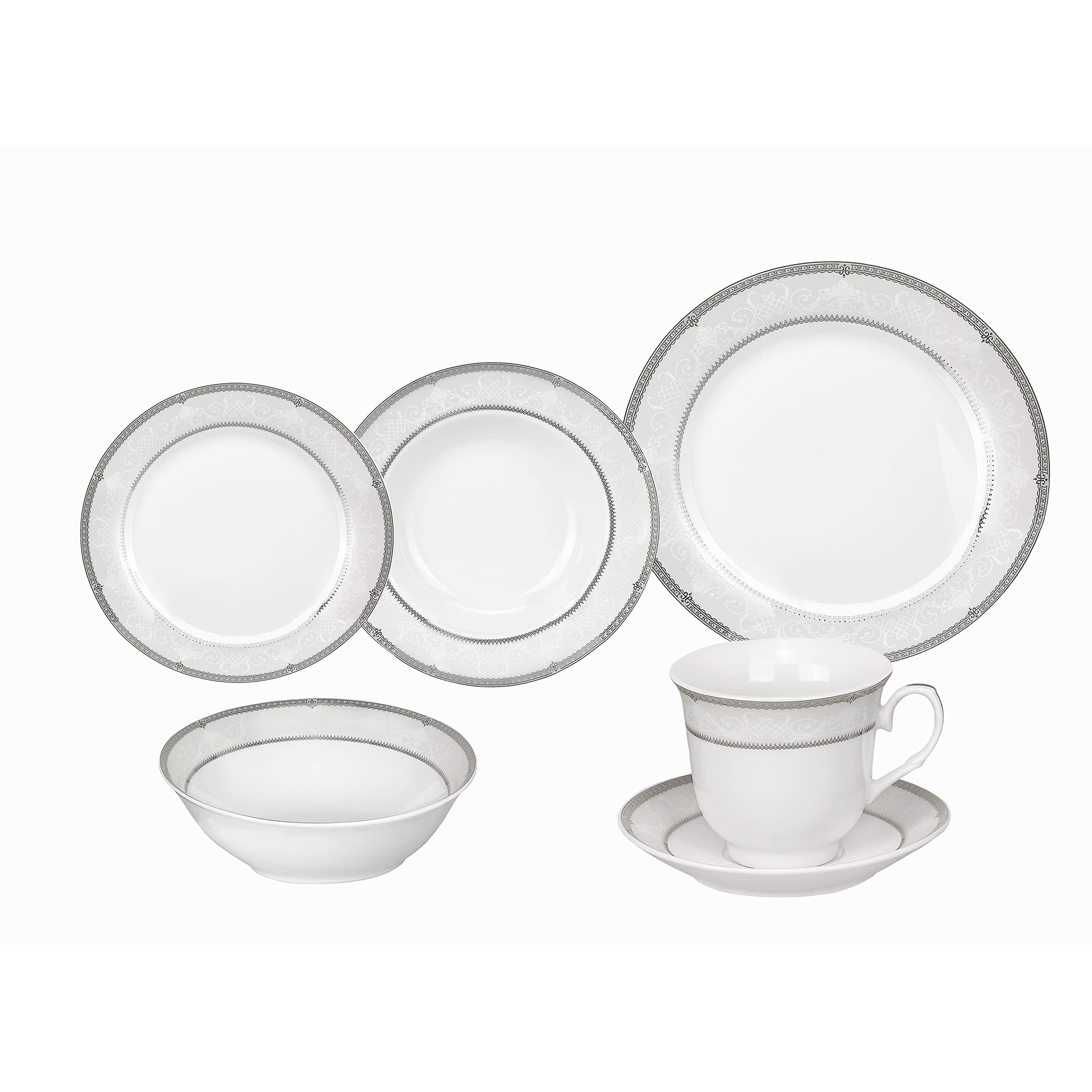 Lorren Home Trend Ballo Dinner Set, Silver
