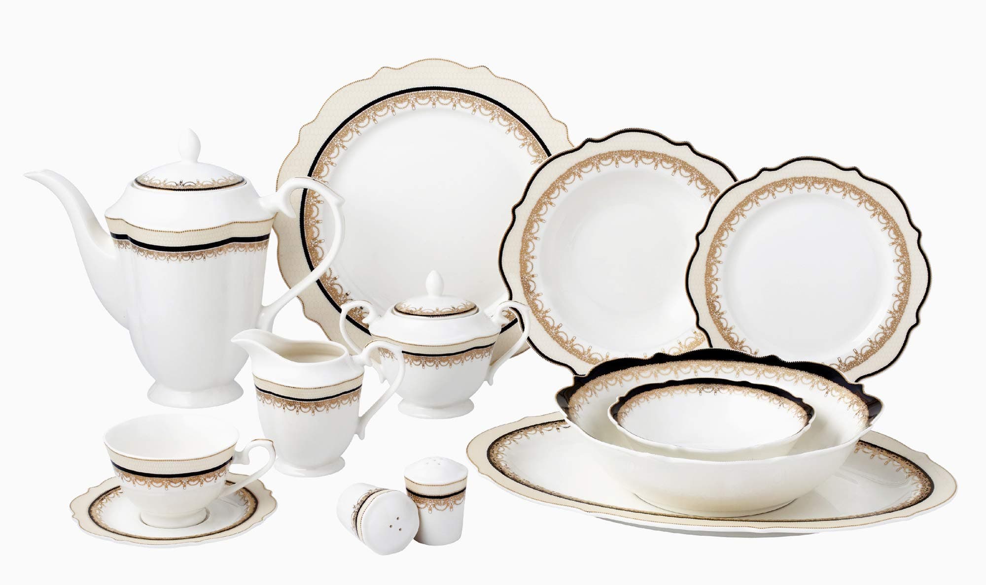 Lorren Home Trends Dalilah Dinnerware Set, Navy