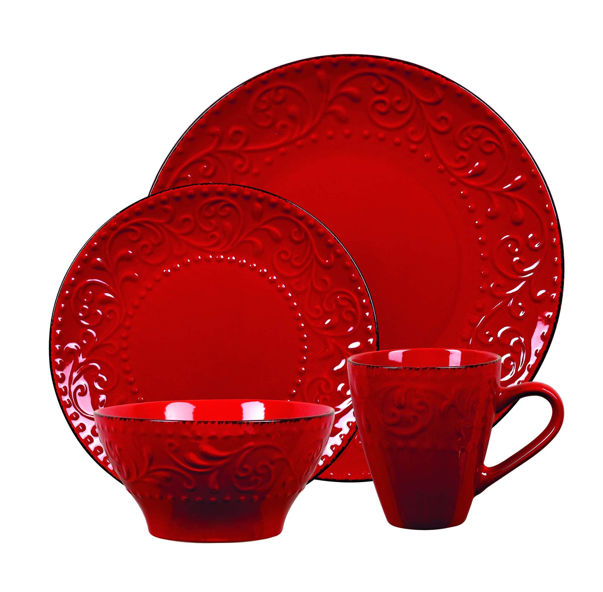Lorren Home Trends Red Dinnerware Set for Entertaining