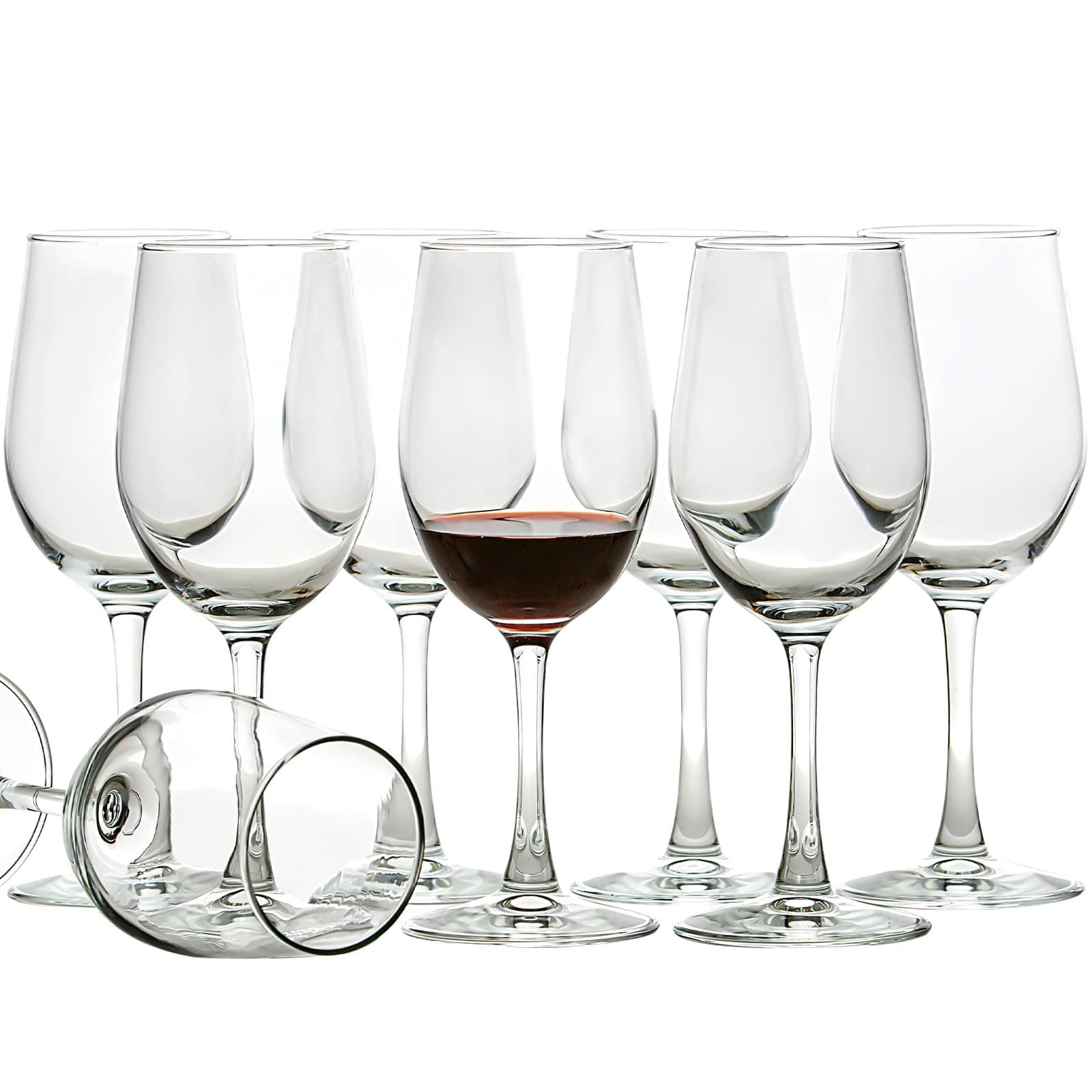 Crest Elegant Red Wine Glasses - Set of 8 for Party, Wedding (11.2oz)