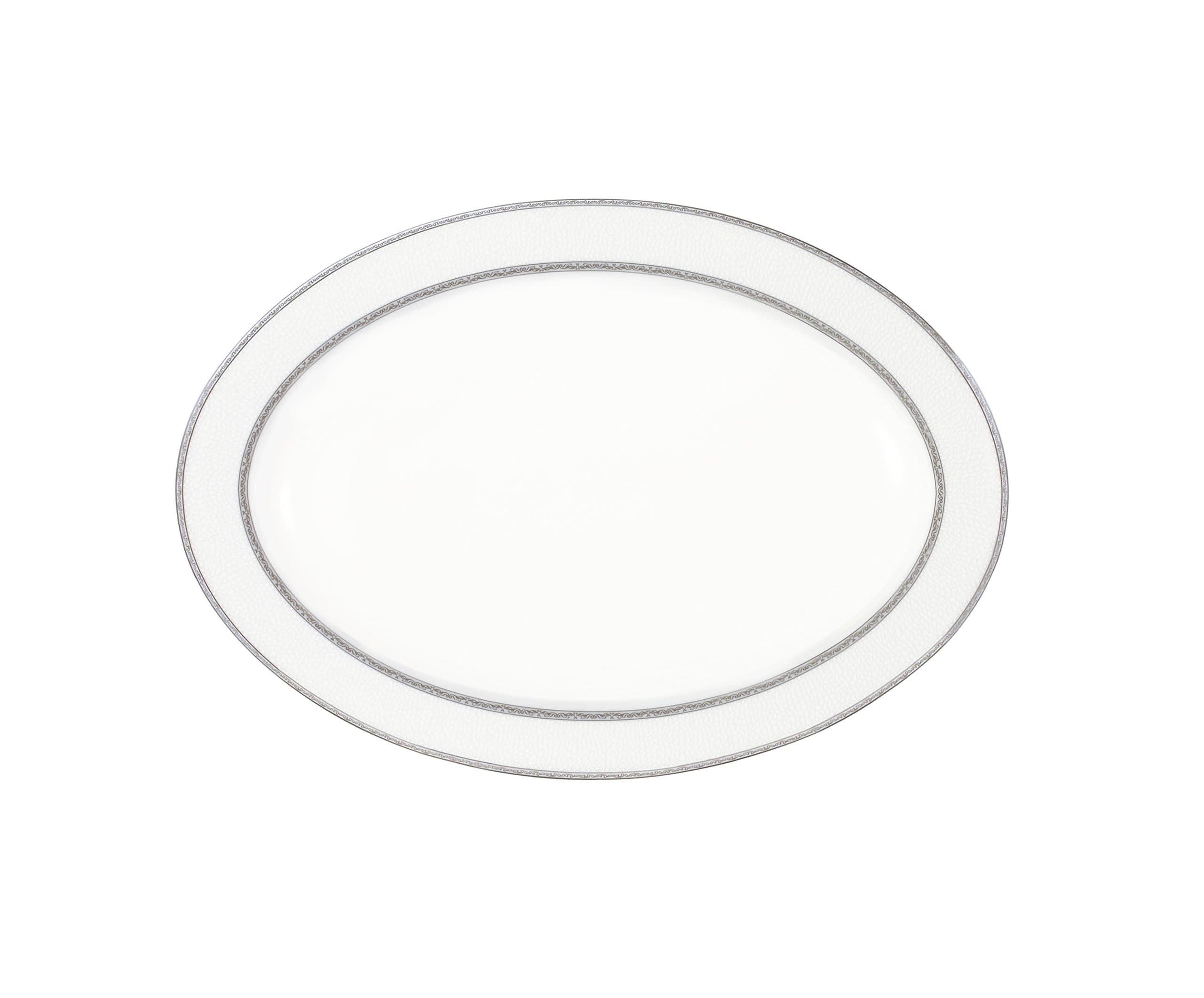 Arianna Collection Bone China Serving Platter, 14, Silver by Lorren Home Trends