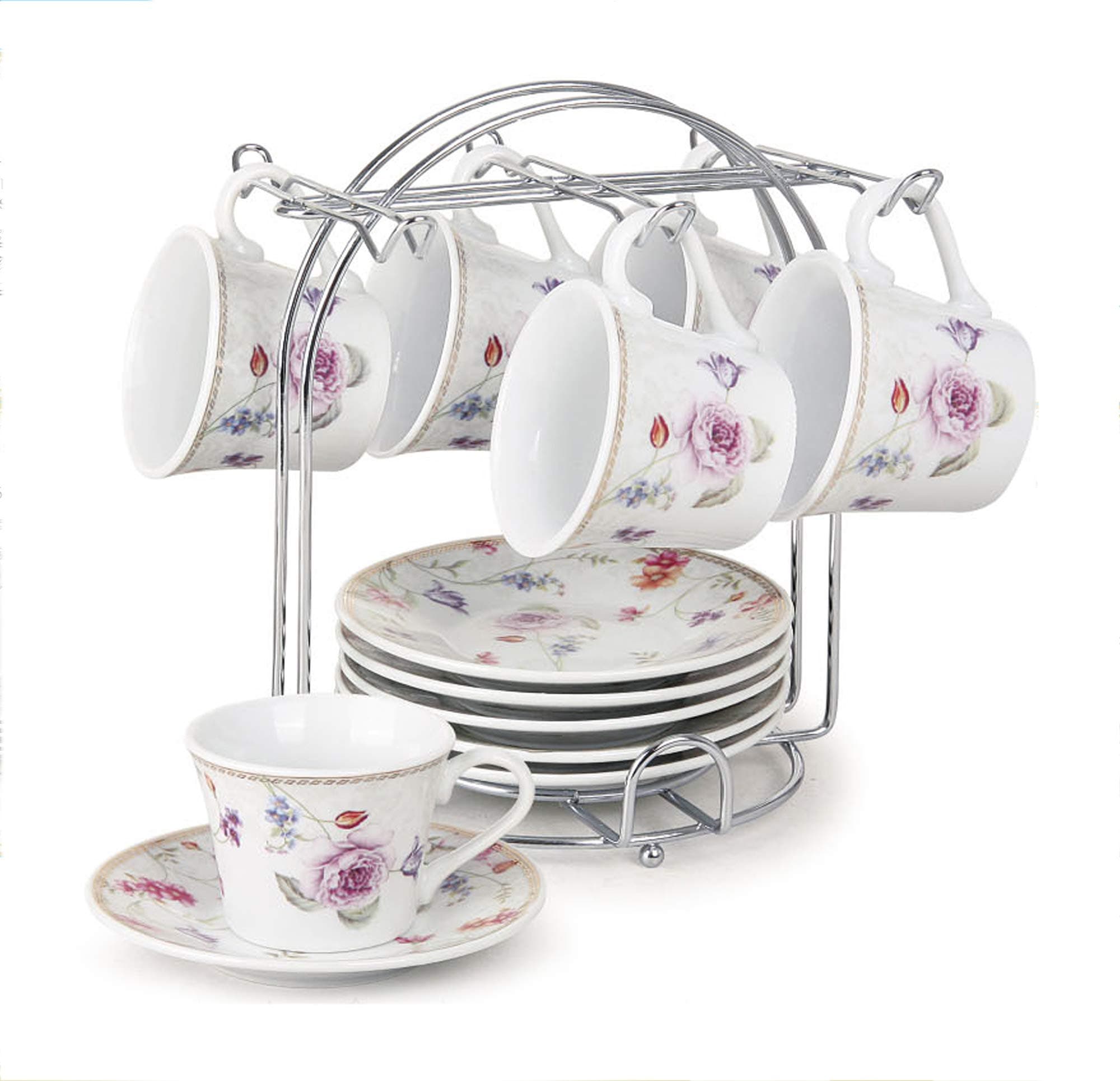 Lorren Home Trends 80-2020 Purple Cups and Saucers