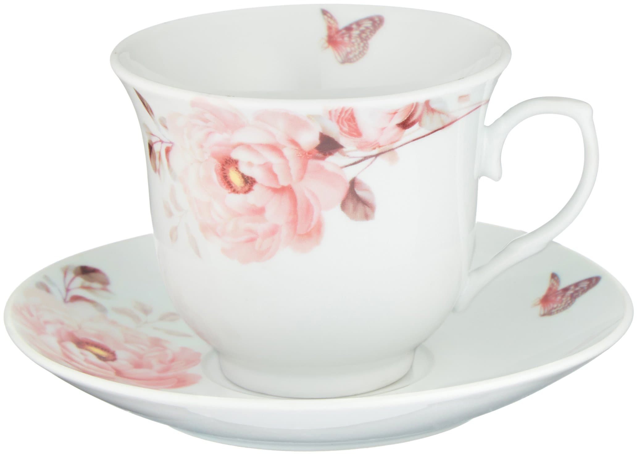 Floral and Butterfly Design Tea/Coffee Set for 4, Pink