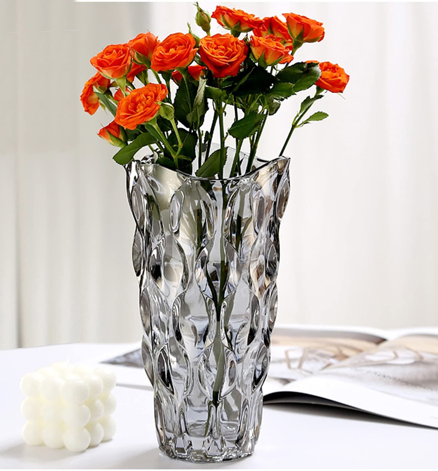 Ultimate Handmade Crystal Glass Gray Flower Vase