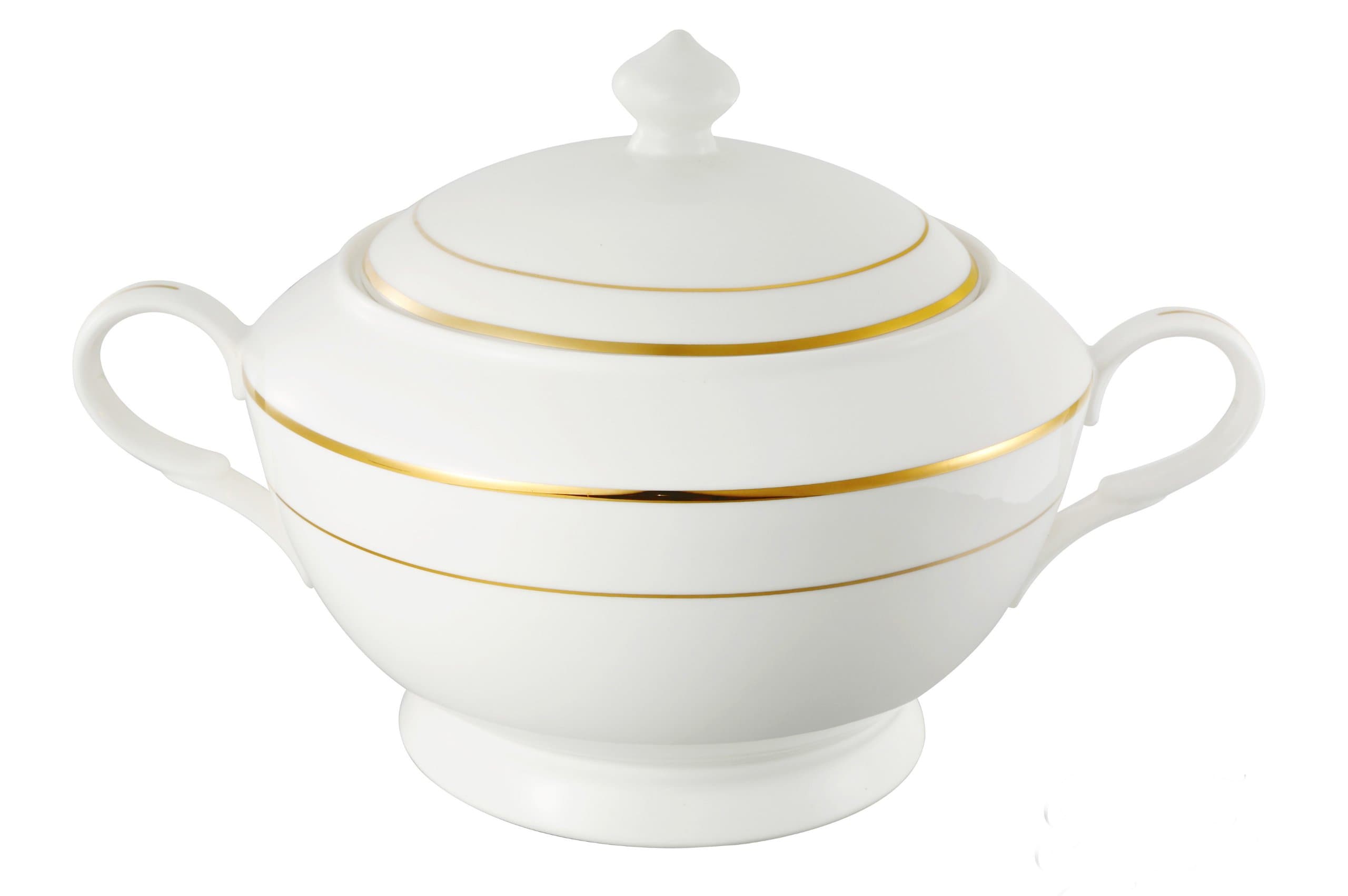 Lorren Home La Luna Collection Gold Design Bone China Soup Tureen with Lid
