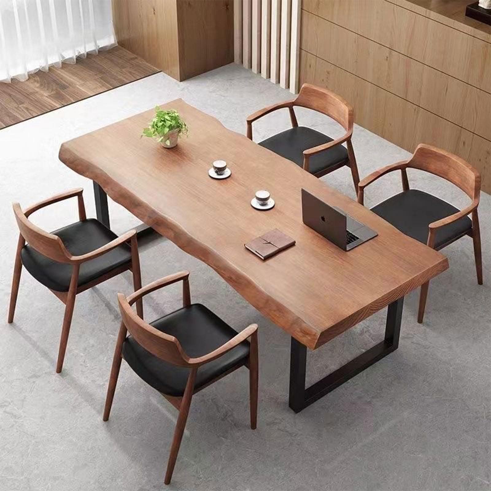 55-62 Inches Modern Farmhouse Solid Wood Desk/Dining Table, Easy to Assemble, Supports 2-8 People