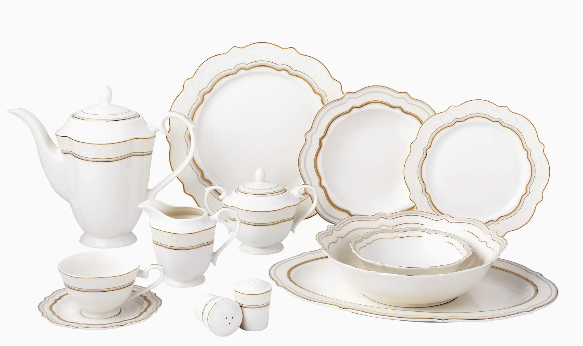 Lorren Home Trends Charlotte Dinnerware Set, Gold