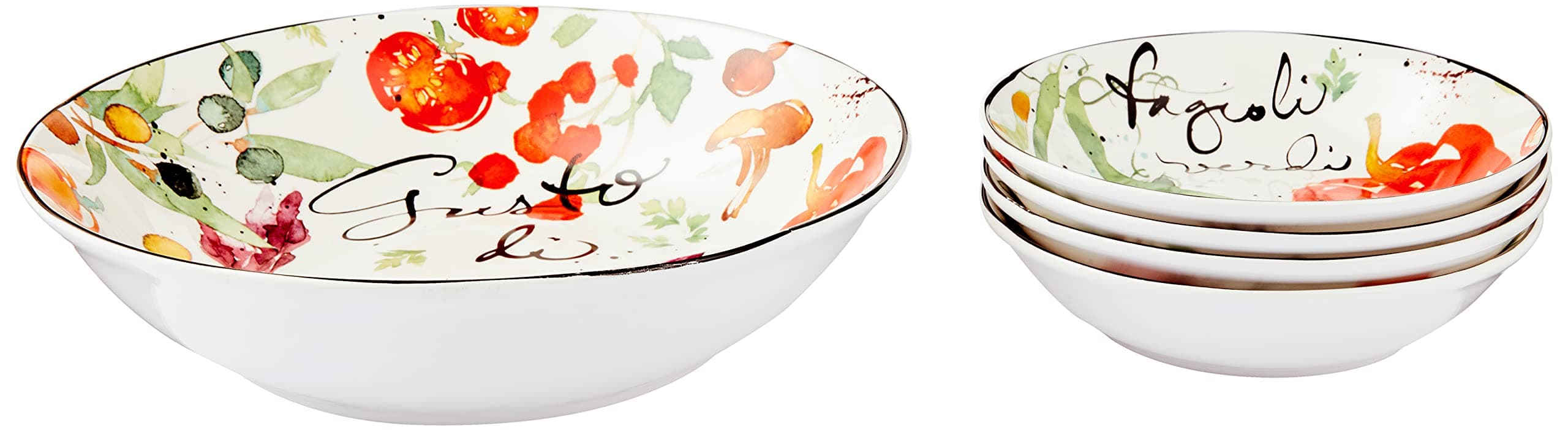 Certified International Melanzana Pasta Set for International Corp: 5 Piece Multicolored