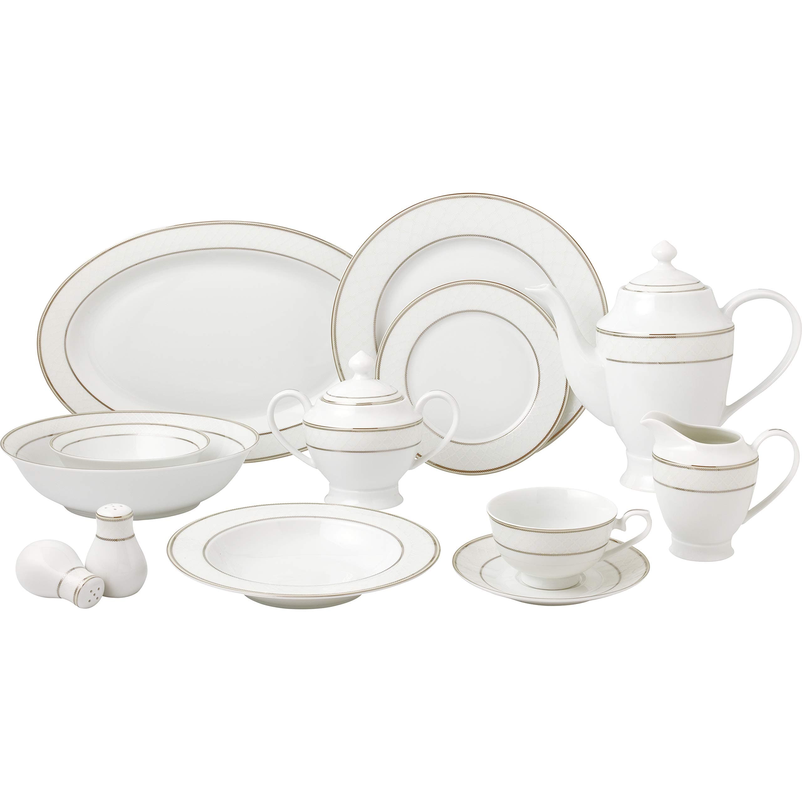Lorren Home Cosmo-57 Dinnerware Set for Entertaining, Silver