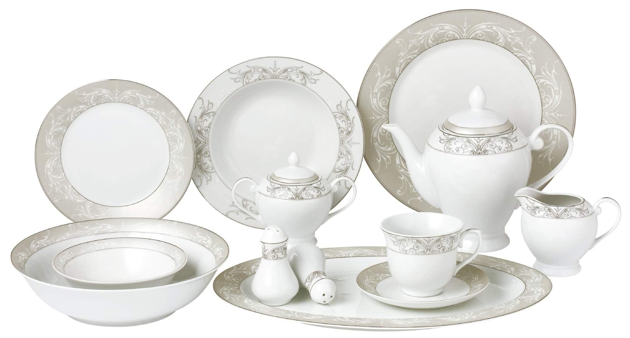 Lorren Home Trends 57-Piece Porcelain Dinnerware Set - Service for 8