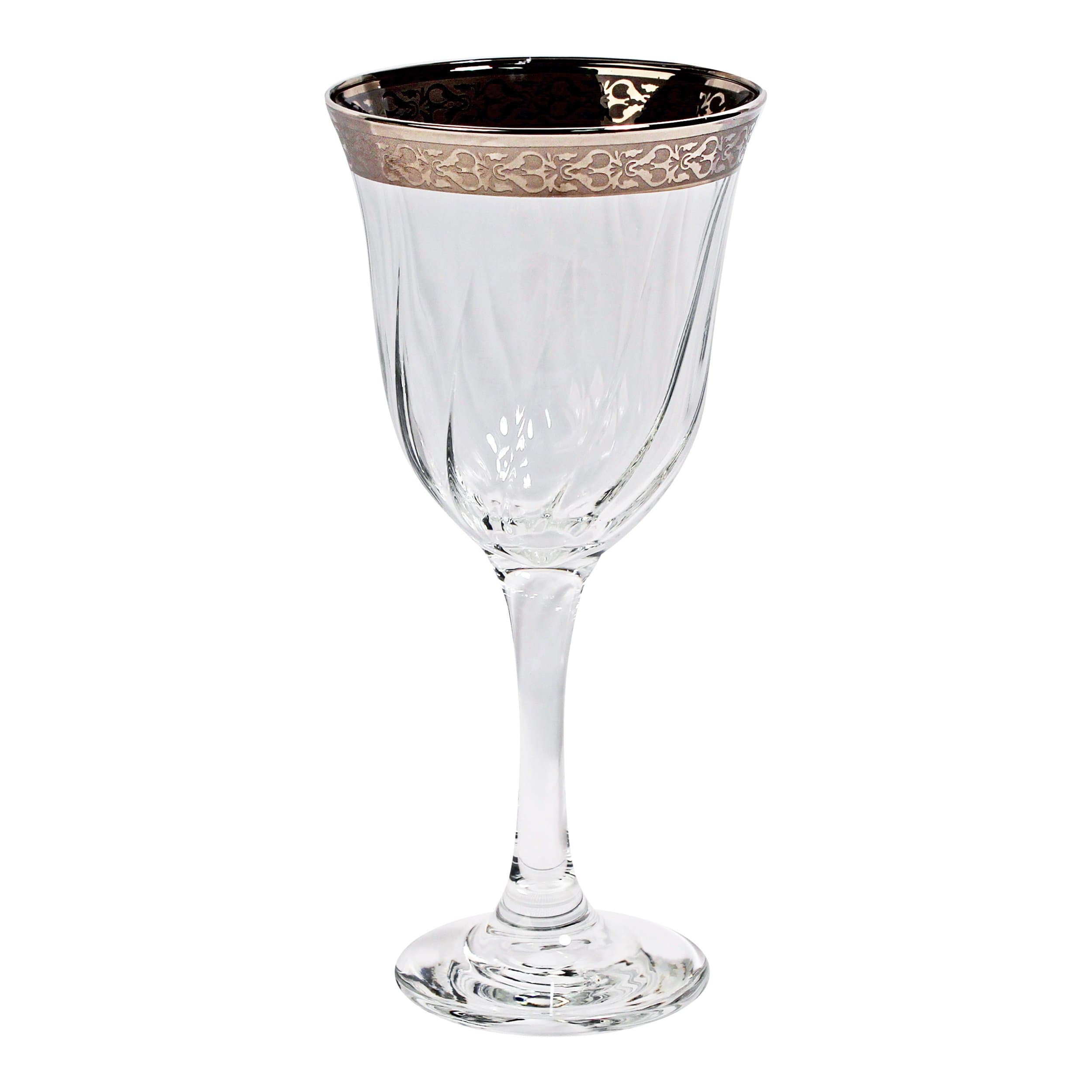 Silver Band Venetian Design White Wine Goblets (Set of 6)