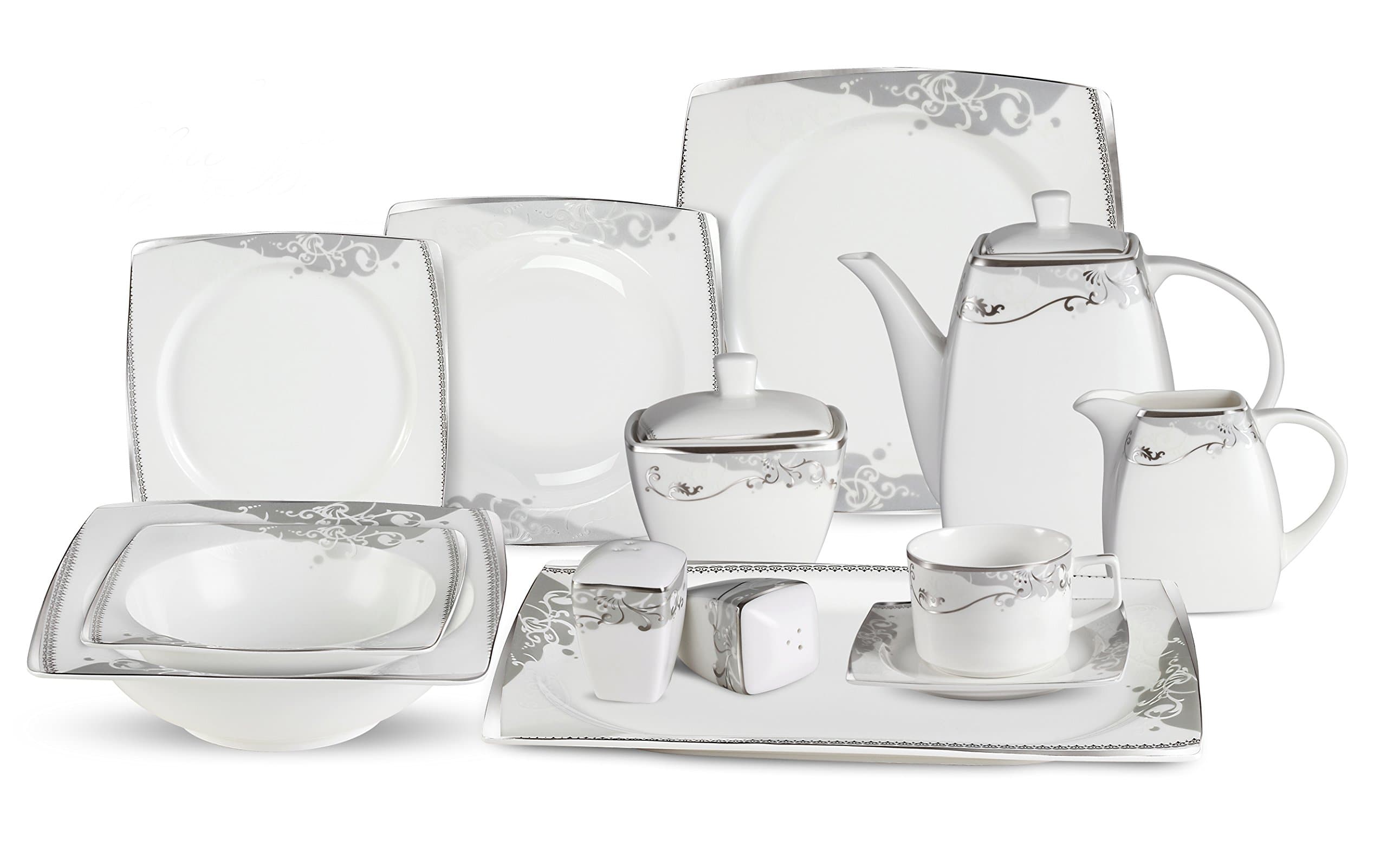 Lorenzo 57-Piece Elegant Bone China Dinnerware Set for 8