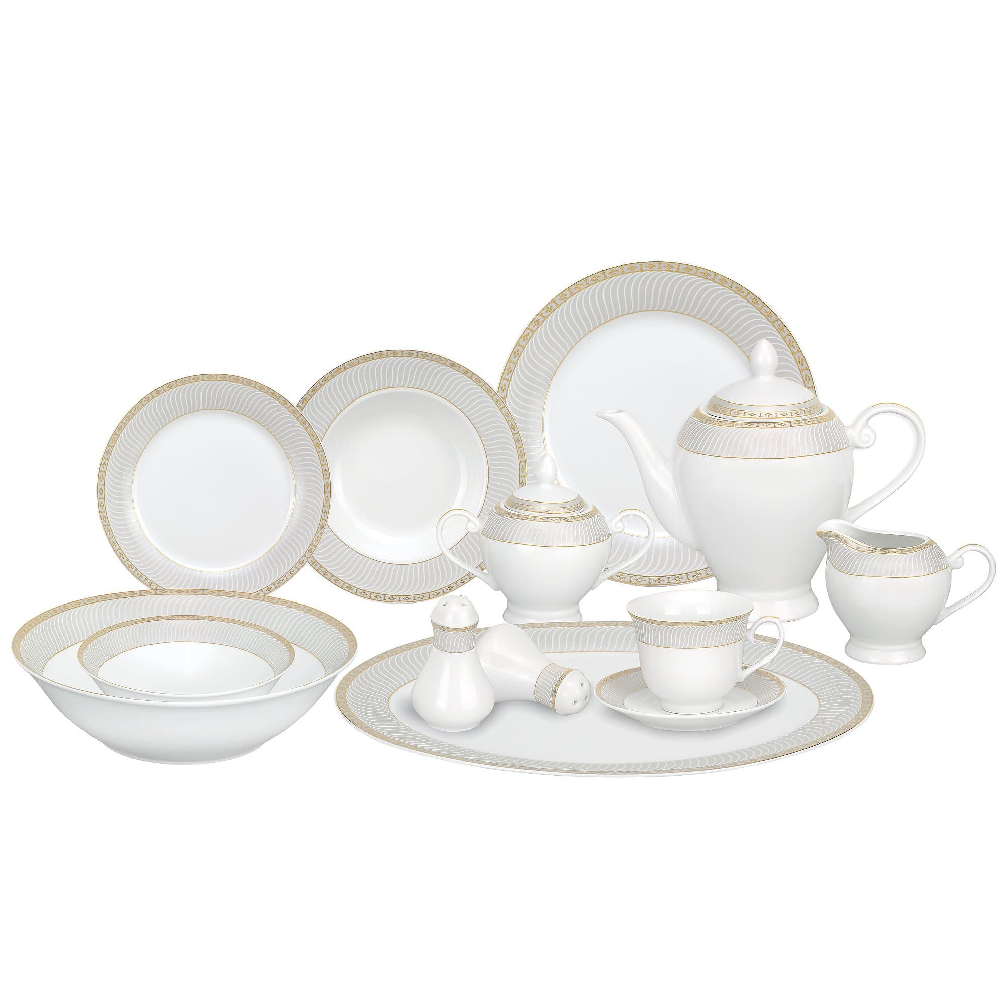 57-Piece Porcelain Dinnerware Set for 8 People by Lorren Home Trends