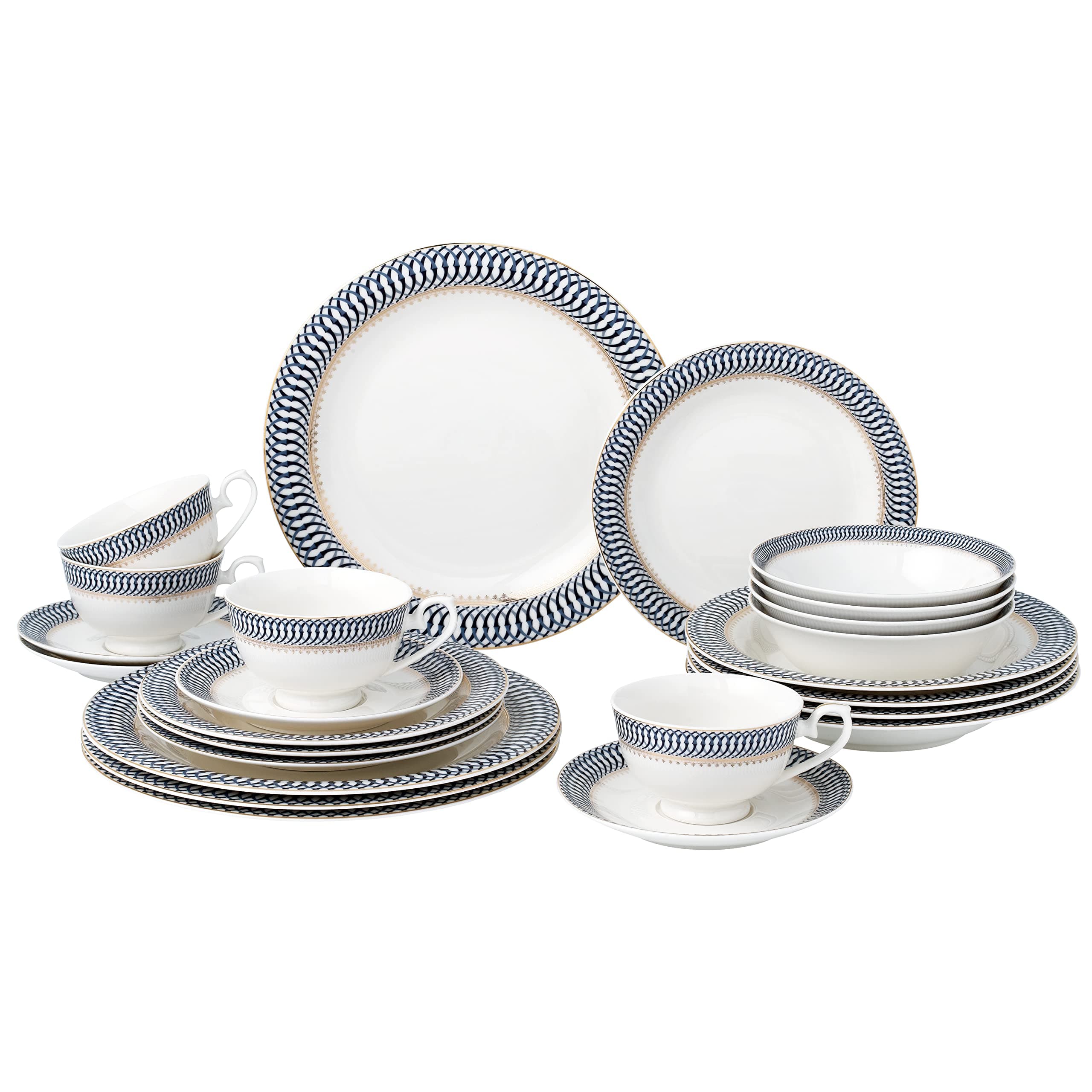 24-Piece Bone China Dinnerware Set, Service for 4 by Lorren Home Trends